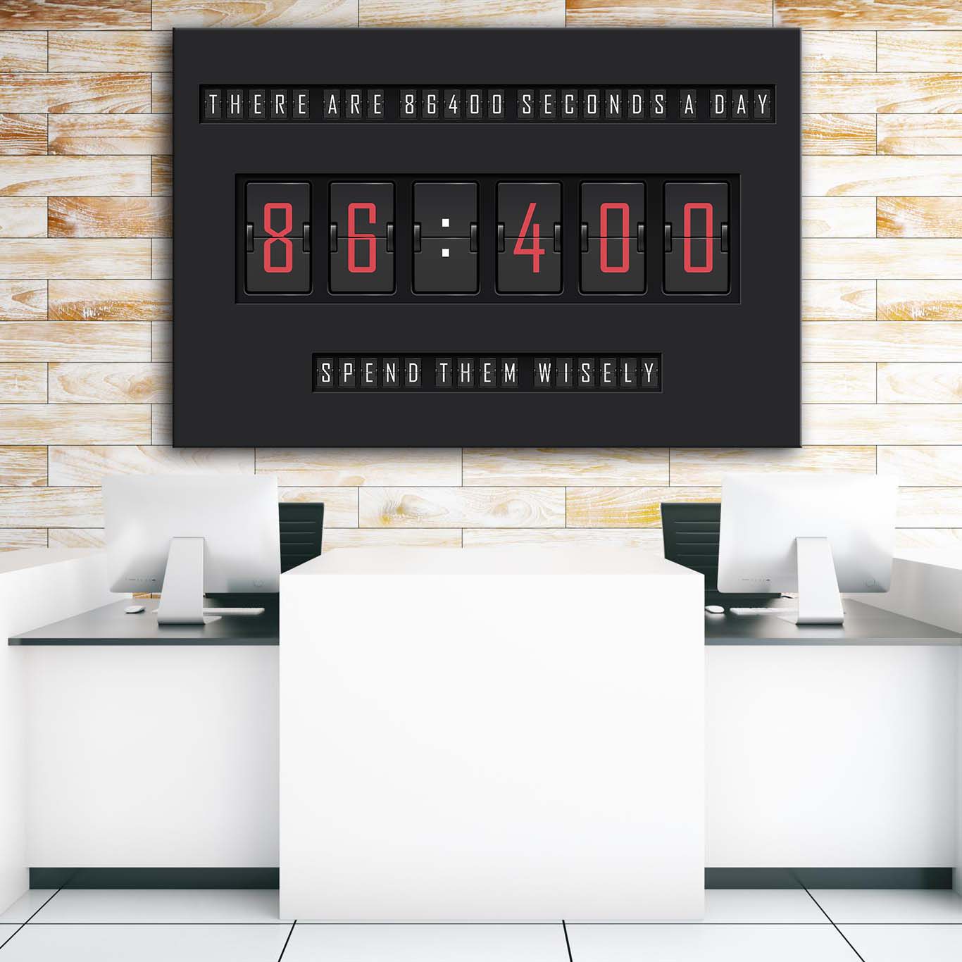 86400 Seconds in a Day Wall Art | Inspirational Wall Art Motivational Wall Art Quotes Office Art | ImpaktMaker Exclusive Canvas Art Landscape