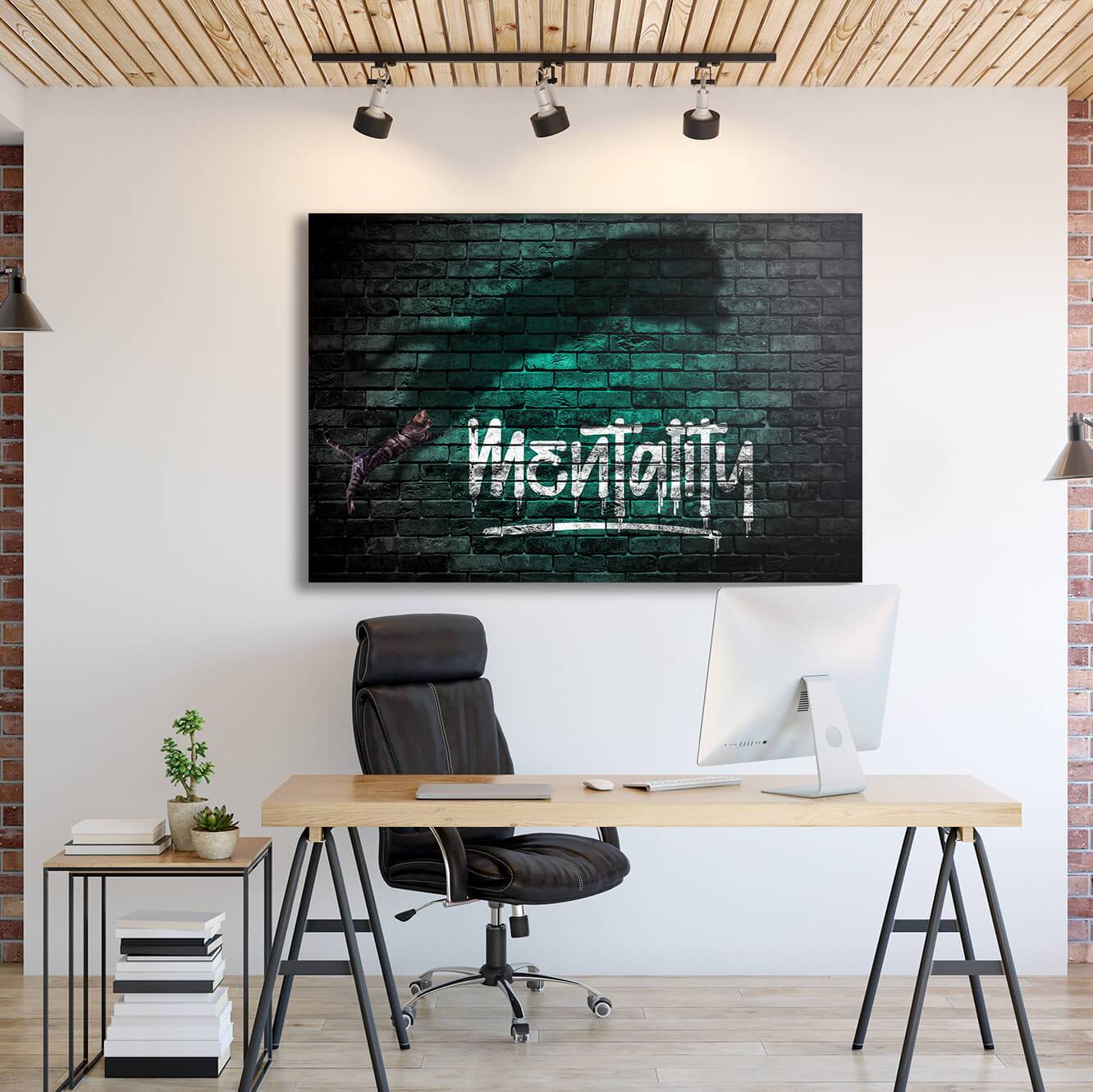 Cat Tiger Shadow - Mentality Wall Art | Inspirational Wall Art Motivational Wall Art Quotes Office Art | ImpaktMaker Exclusive Canvas Art Landscape