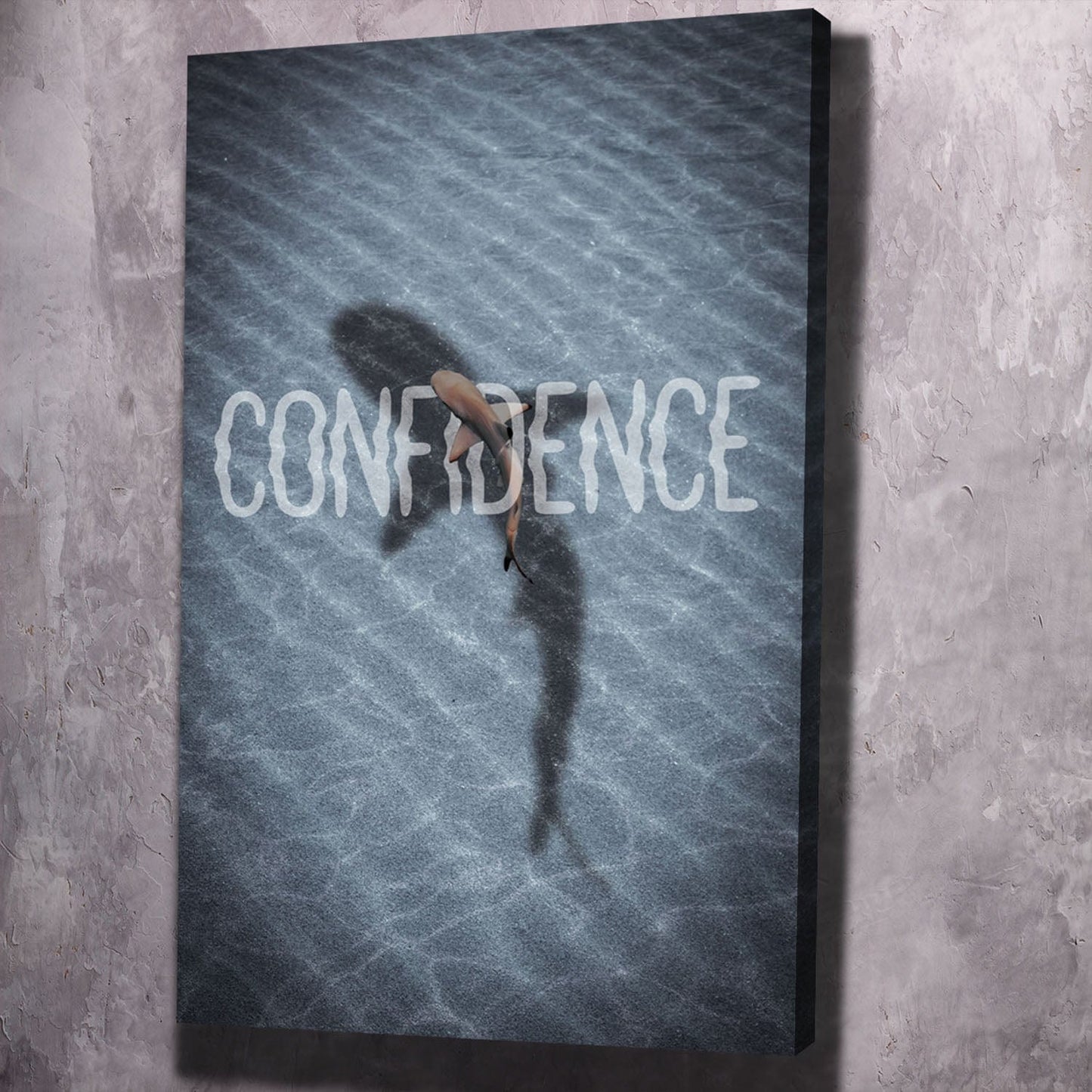 Confidence Shark Shadow Wall Art | Inspirational Wall Art Motivational Wall Art Quotes Office Art | ImpaktMaker Exclusive Canvas Art Portrait