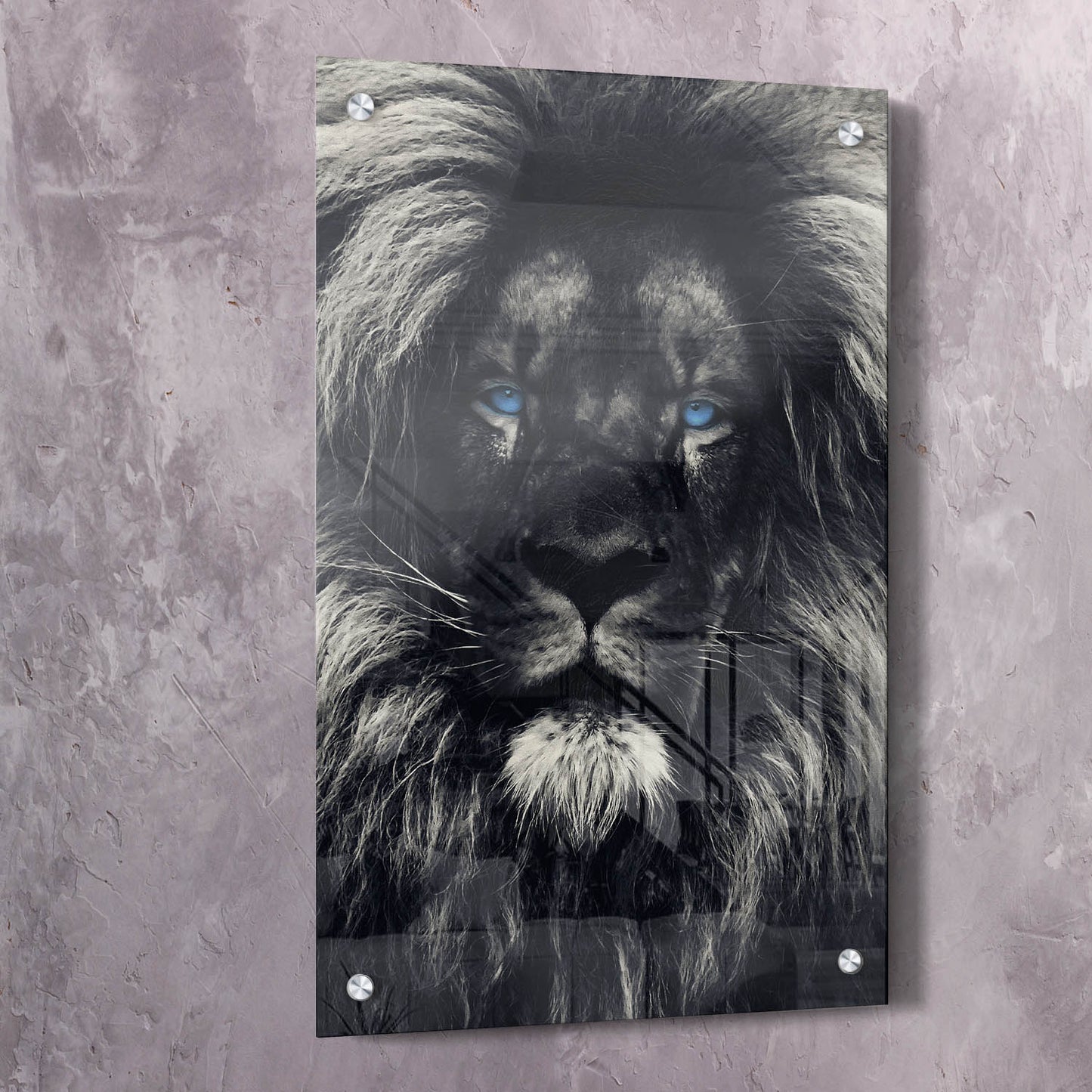 Dark Lion Blue Eyes Wall Art | Inspirational Wall Art Motivational Wall Art Quotes Office Art | ImpaktMaker Exclusive Canvas Art Portrait