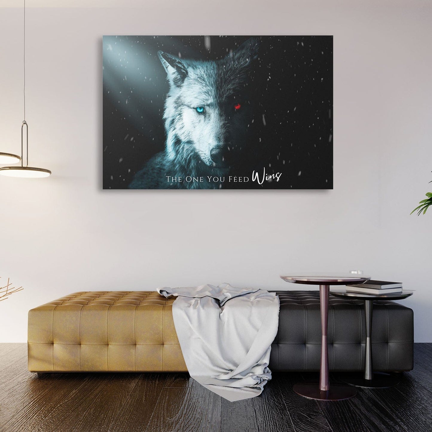 Inspirational Wall Art - The One You Feed Wolf Quote | ImpaktMaker Canvas Art Landscape