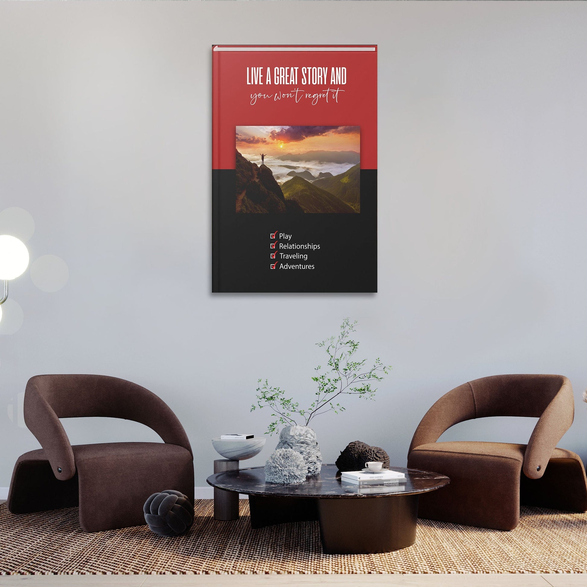 Live a Great Story Wall Art | Inspirational Wall Art Motivational Wall Art Quotes Office Art | ImpaktMaker Exclusive Canvas Art Portrait