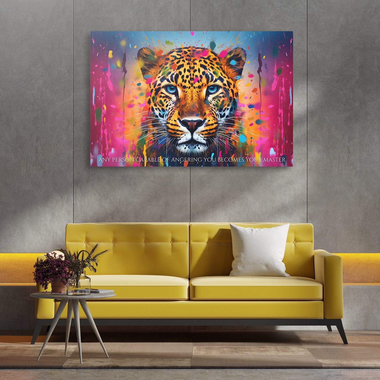 Abstract Leopard - Any Person Capable of Angering You Epictetus Quote Wall Art | Inspirational Wall Art Motivational Wall Art Quotes Office Art | ImpaktMaker Exclusive Canvas Art Landscape