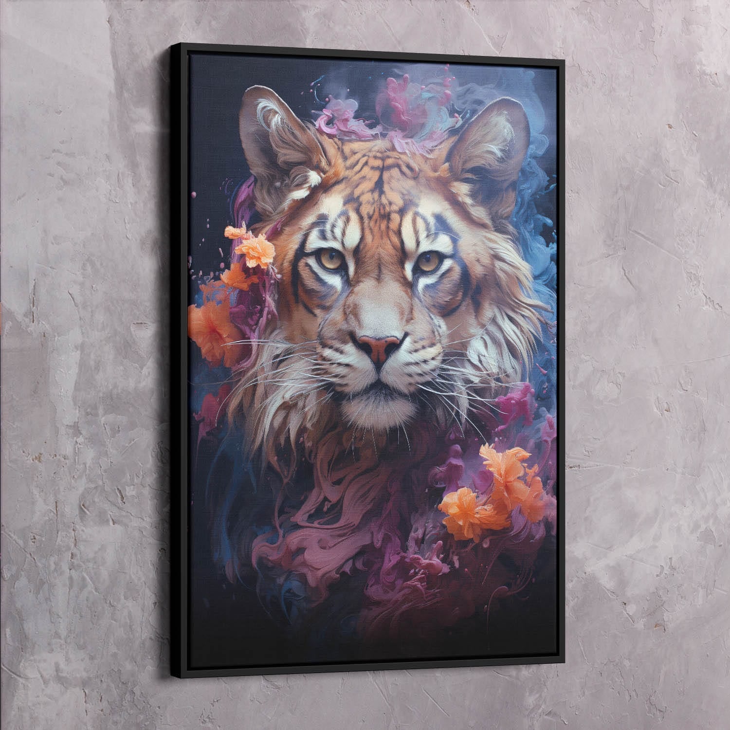 Abstract Tiger - What you think & say becomes what you experience Quote Wall Art | Inspirational Wall Art Motivational Wall Art Quotes Office Art | ImpaktMaker Exclusive Canvas Art Portrait