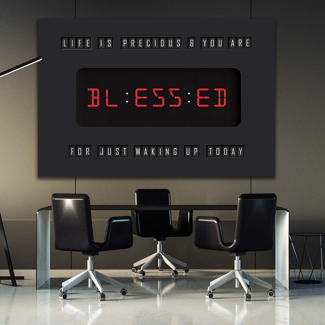 Blessed for Waking Up Today Clock Wall Art | Inspirational Wall Art Motivational Wall Art Quotes Office Art | ImpaktMaker Exclusive Canvas Art Landscape