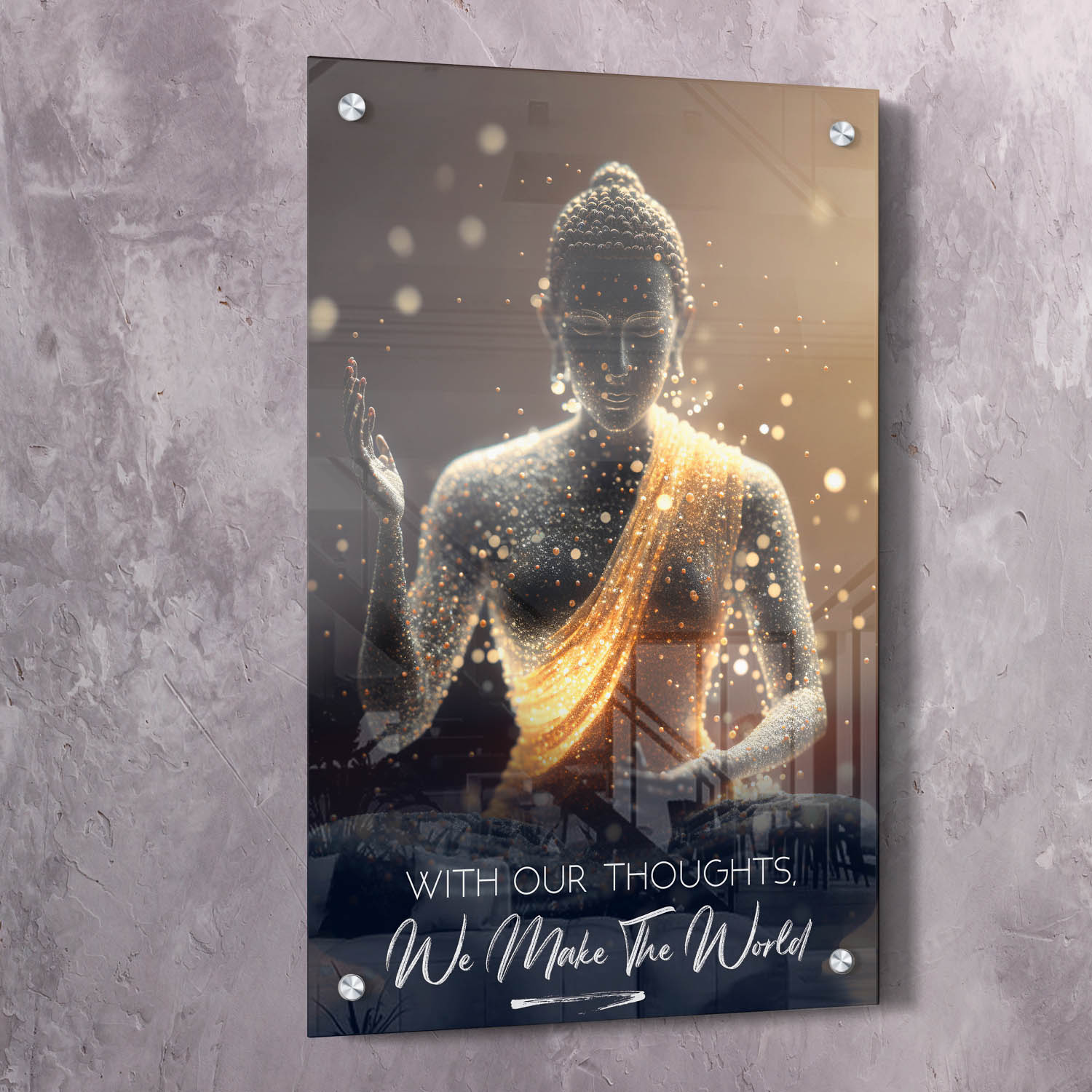 Buddha - With Our Thoughts Quote Wall Art | Inspirational Wall Art Motivational Wall Art Quotes Office Art | ImpaktMaker Exclusive Canvas Art Portrait