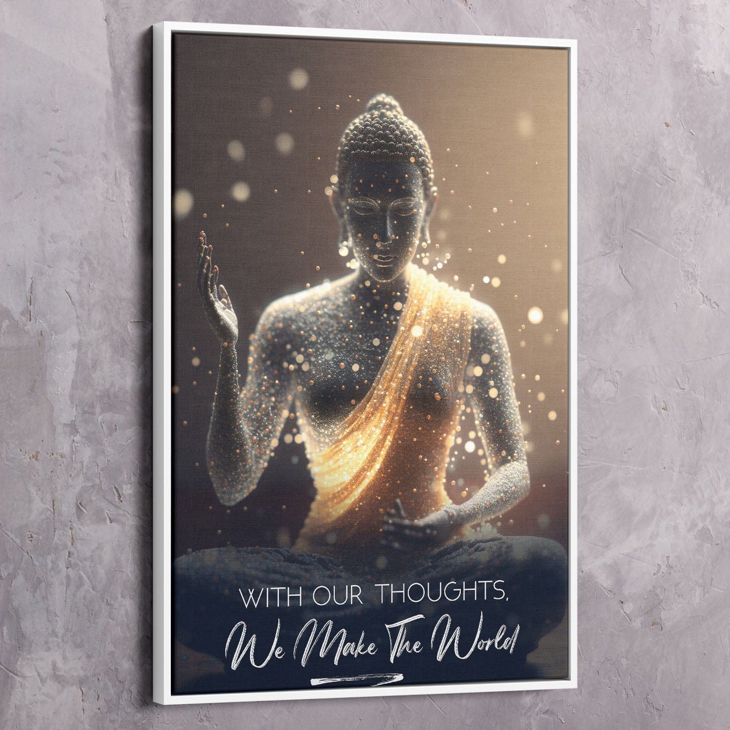 Buddha - With Our Thoughts Quote Wall Art | Inspirational Wall Art Motivational Wall Art Quotes Office Art | ImpaktMaker Exclusive Canvas Art Portrait