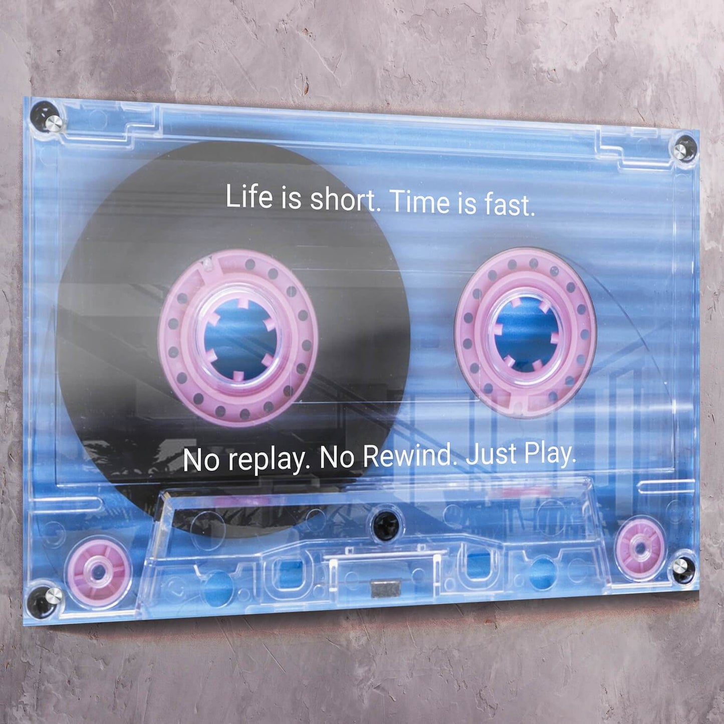 Cassette Tape Life is Short - Time is Fast Wall Art | Inspirational Wall Art Motivational Wall Art Quotes Office Art | ImpaktMaker Exclusive Canvas Art Landscape