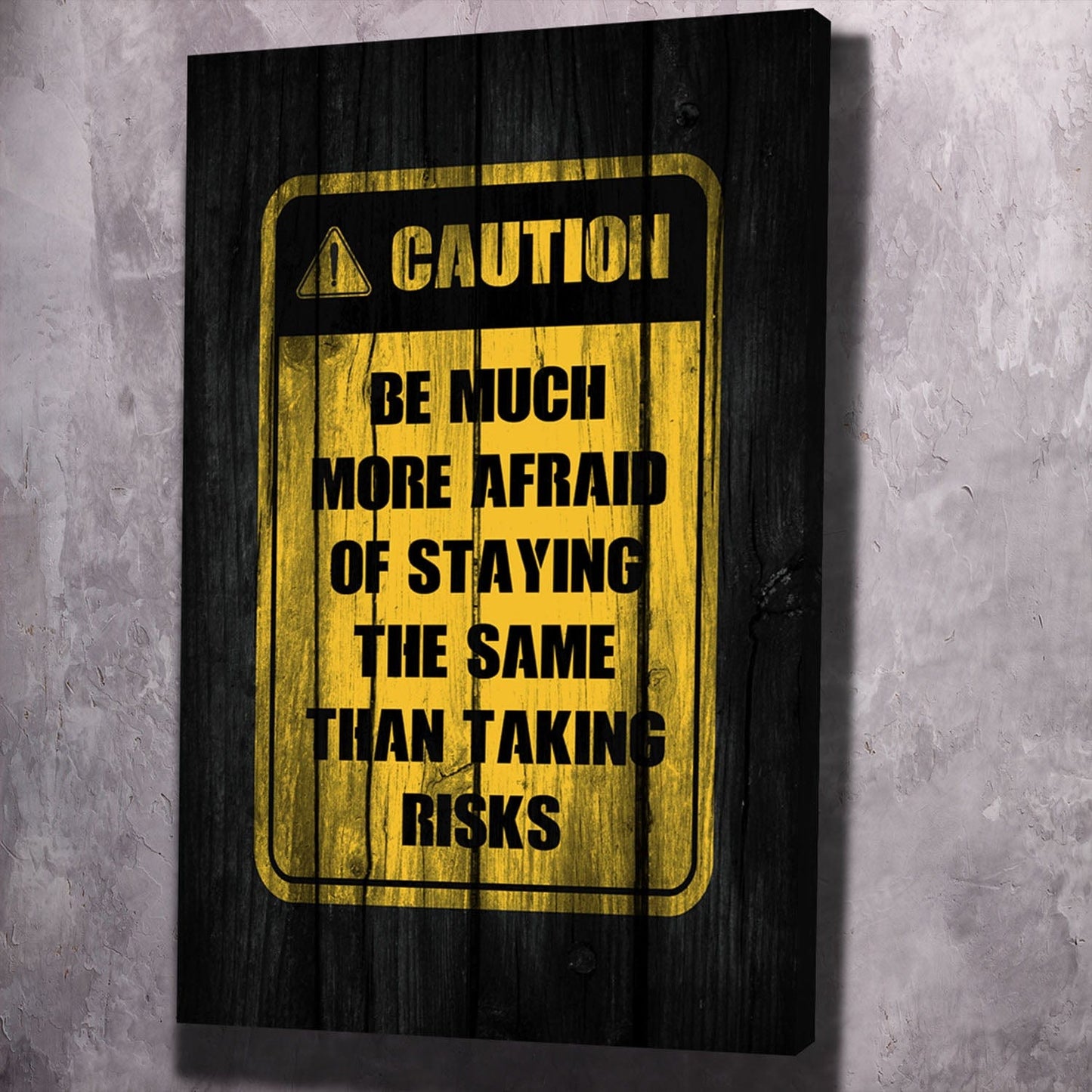 Caution Taking Risks Wall Art | Inspirational Wall Art Motivational Wall Art Quotes Office Art | ImpaktMaker Exclusive Canvas Art Portrait