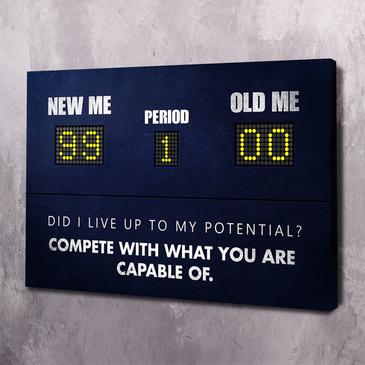 Compete with What You Are Capable of Scoreboard - Michael Jordan Inspired Quote Wall Art | Inspirational Wall Art Motivational Wall Art Quotes Office Art | ImpaktMaker Exclusive Canvas Art Landscape