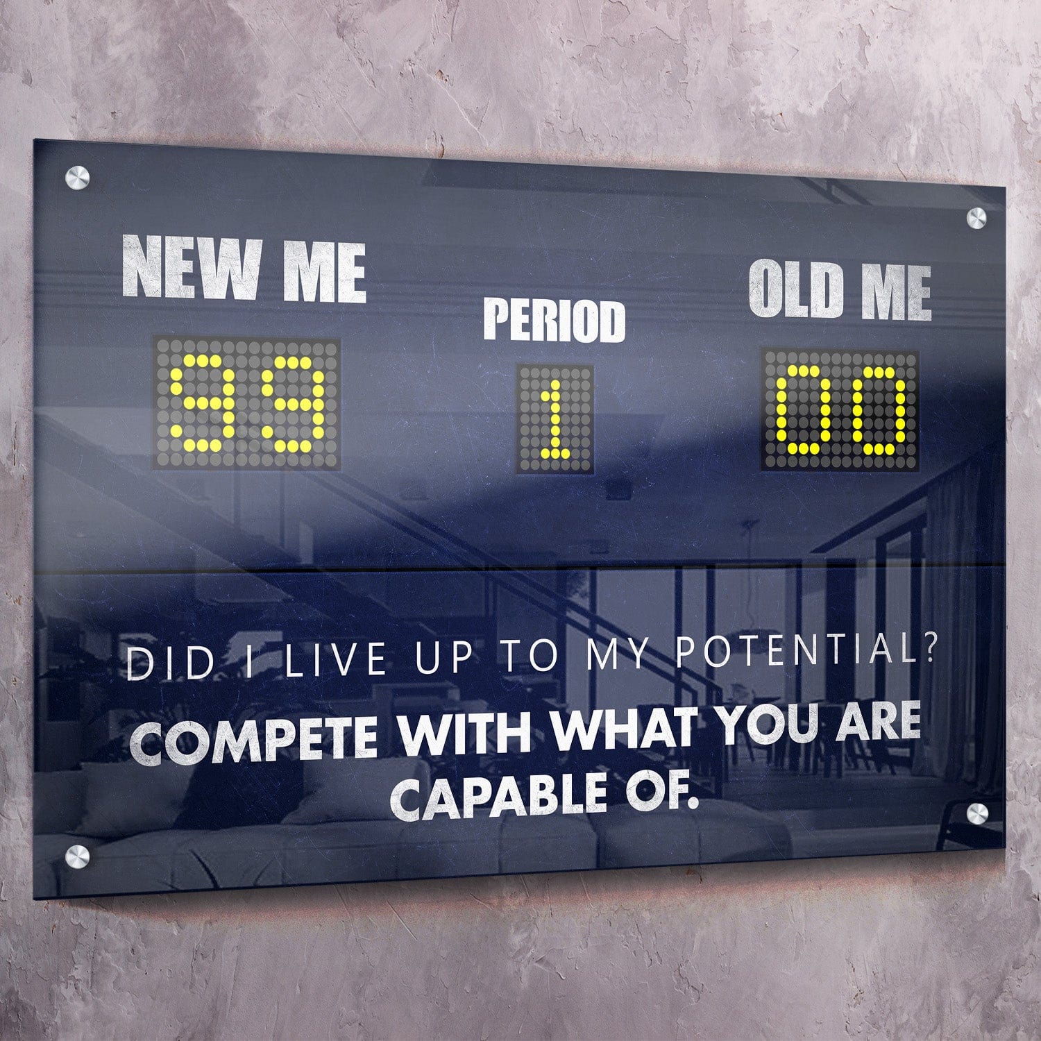 Compete with What You Are Capable of Scoreboard - Michael Jordan Inspired Quote Wall Art | Inspirational Wall Art Motivational Wall Art Quotes Office Art | ImpaktMaker Exclusive Canvas Art Landscape