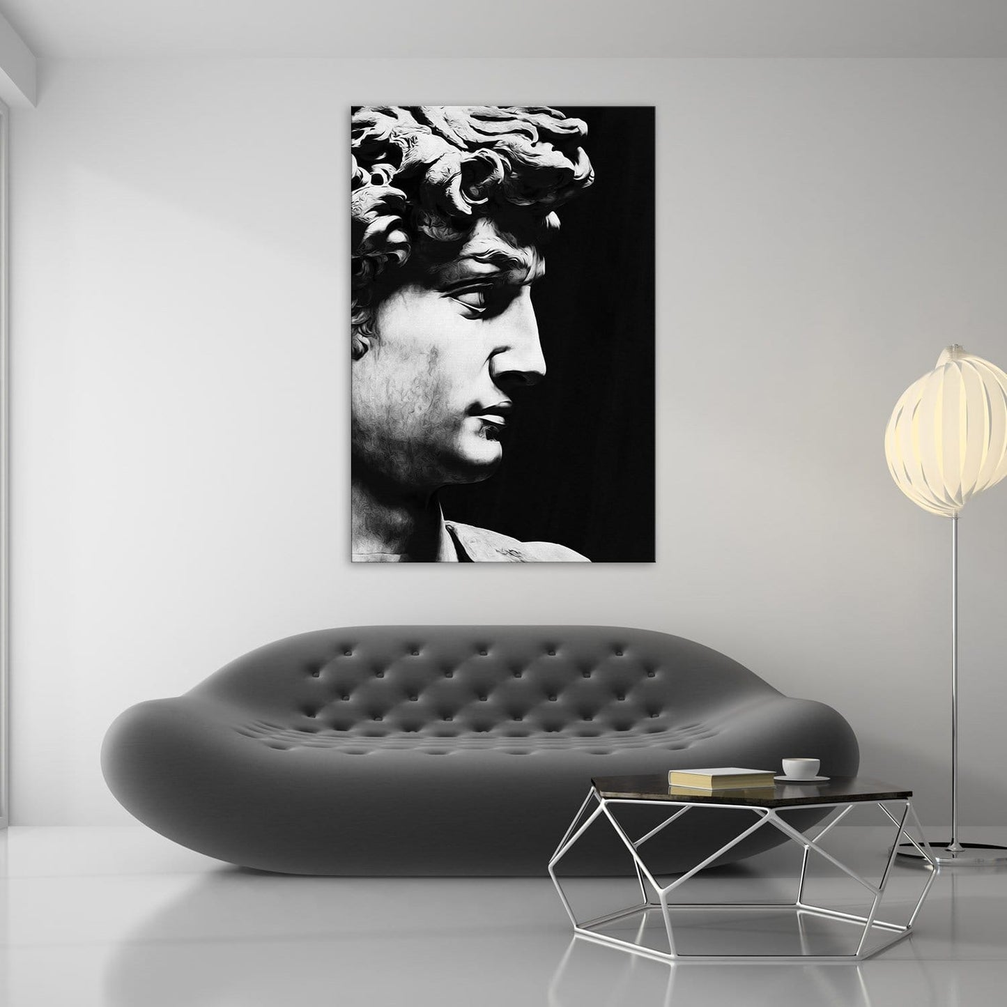 David Sculpture Black & White Wall Art | Inspirational Wall Art Motivational Wall Art Quotes Office Art | ImpaktMaker Exclusive Canvas Art Portrait