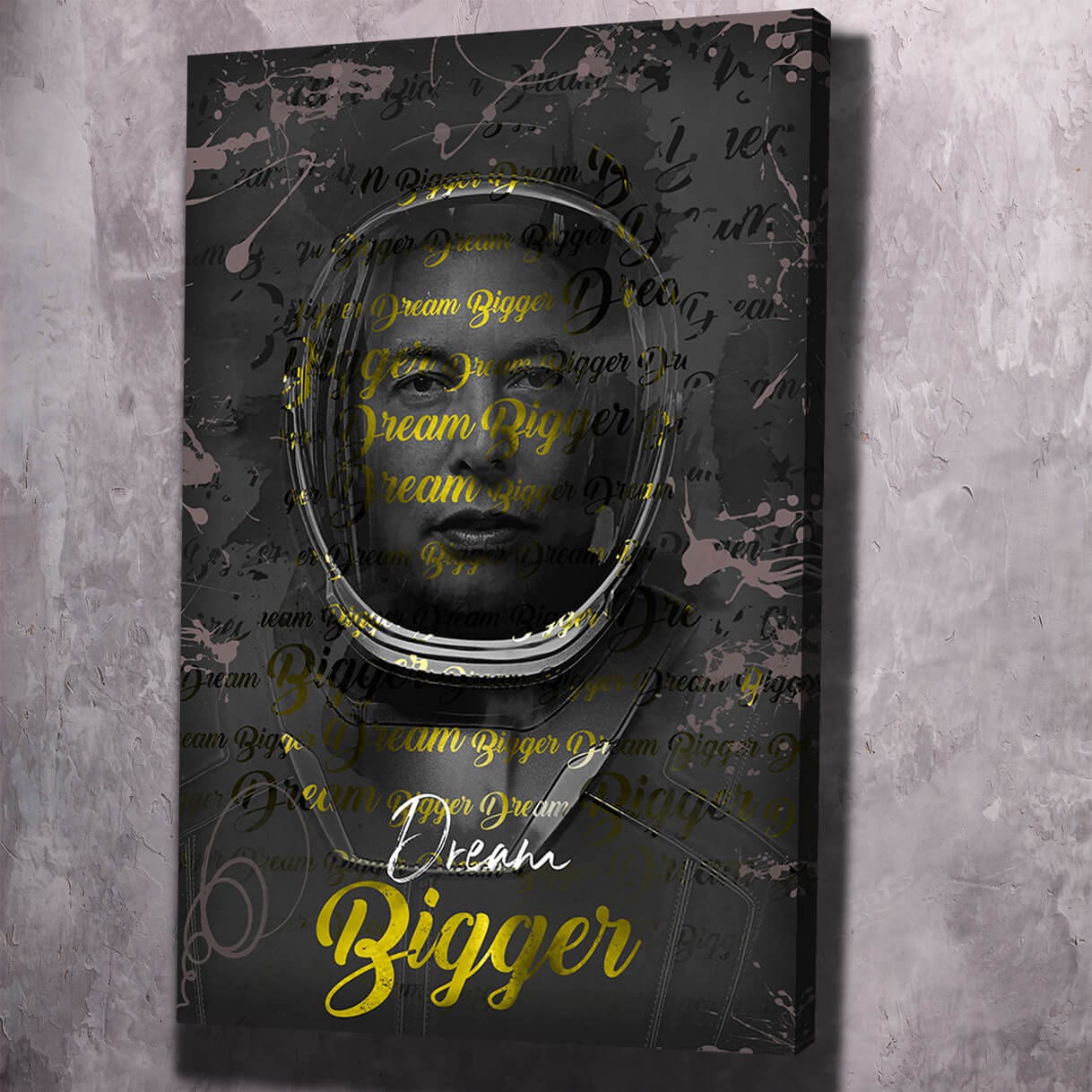Elon Musk - Dream Bigger Wall Art | Inspirational Wall Art Motivational Wall Art Quotes Office Art | ImpaktMaker Exclusive Canvas Art Portrait