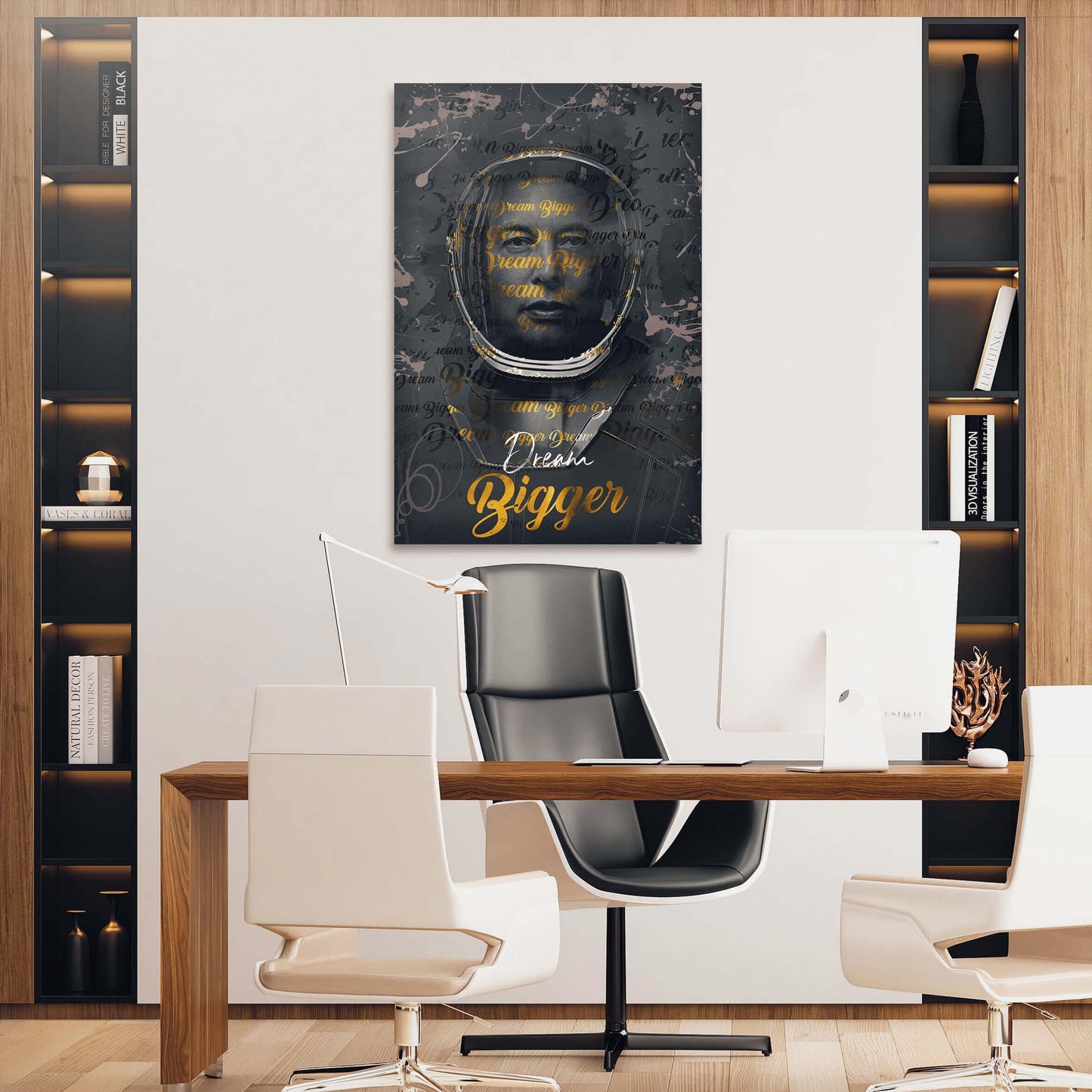 Elon Musk - Dream Bigger Wall Art | Inspirational Wall Art Motivational Wall Art Quotes Office Art | ImpaktMaker Exclusive Canvas Art Portrait