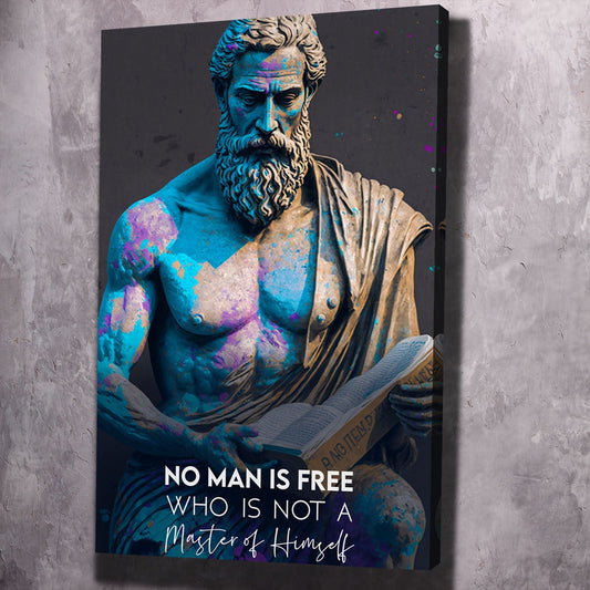 Epictetus - No Man is Free Quote Wall Art | Inspirational Wall Art Motivational Wall Art Quotes Office Art | ImpaktMaker Exclusive Canvas Art Portrait