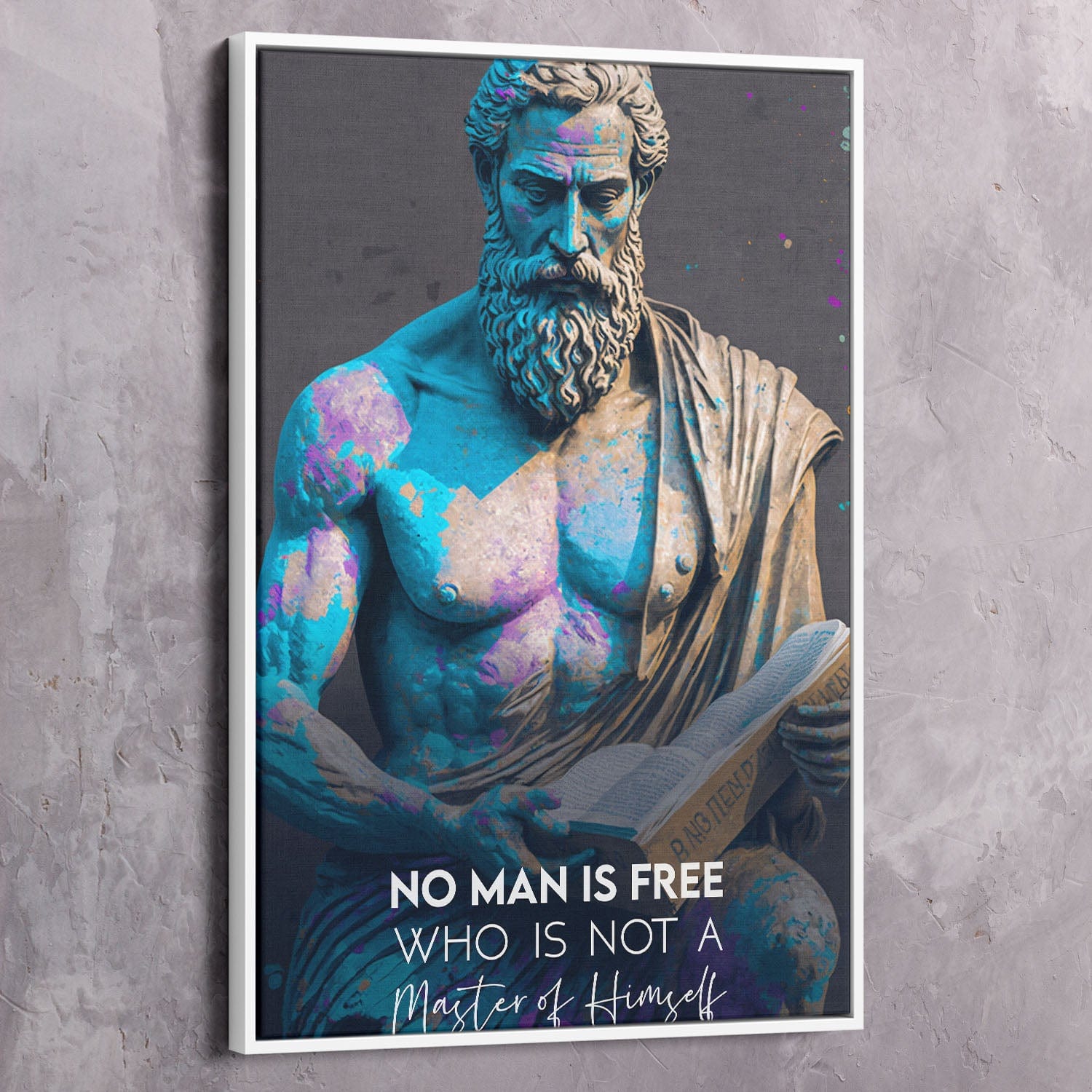 Epictetus - No Man is Free Quote Wall Art | Inspirational Wall Art Motivational Wall Art Quotes Office Art | ImpaktMaker Exclusive Canvas Art Portrait