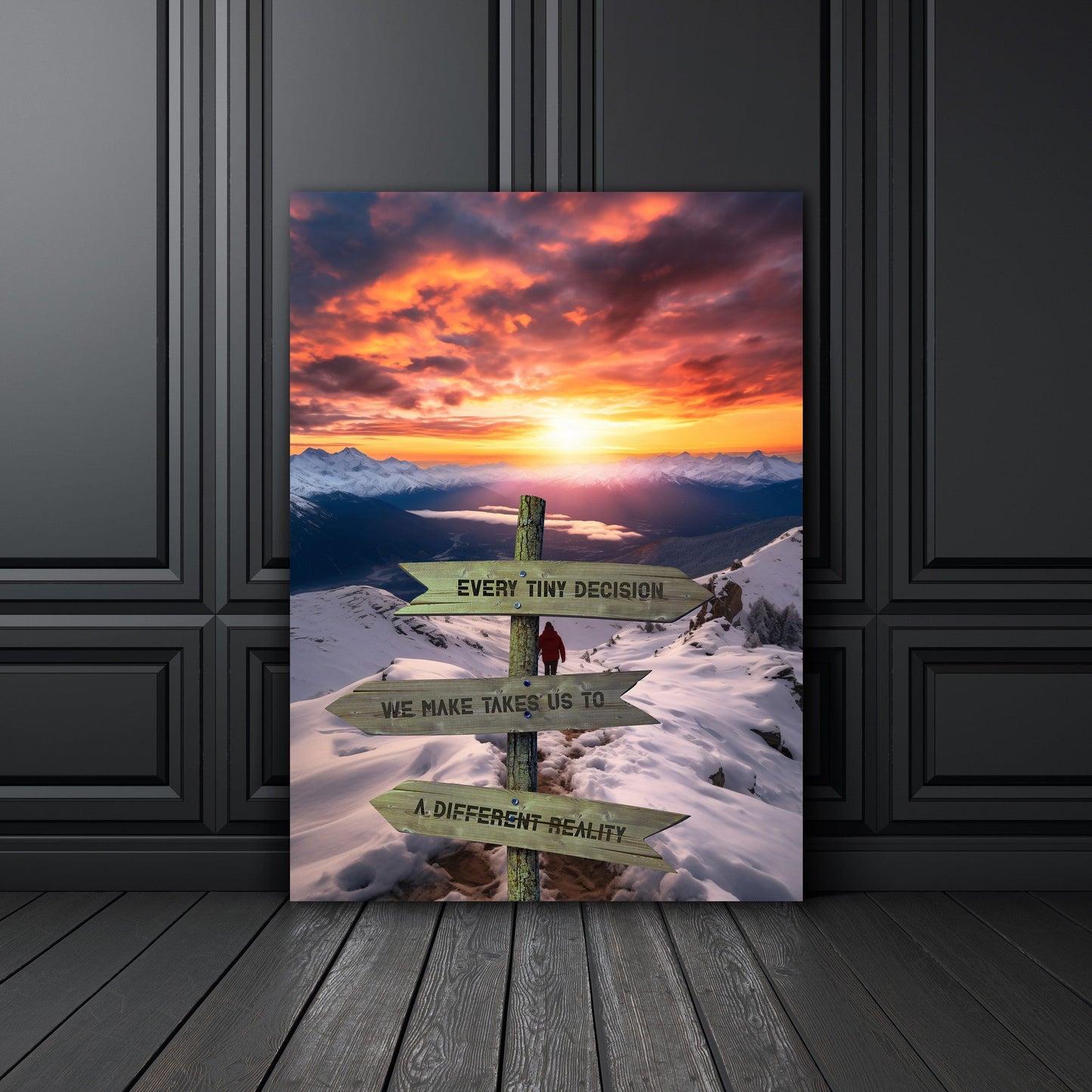 Every Tiny Decision "Crossroads of Destiny" Mountain Sunset Wall Art | ImpaktMaker Canvas Art Portrait