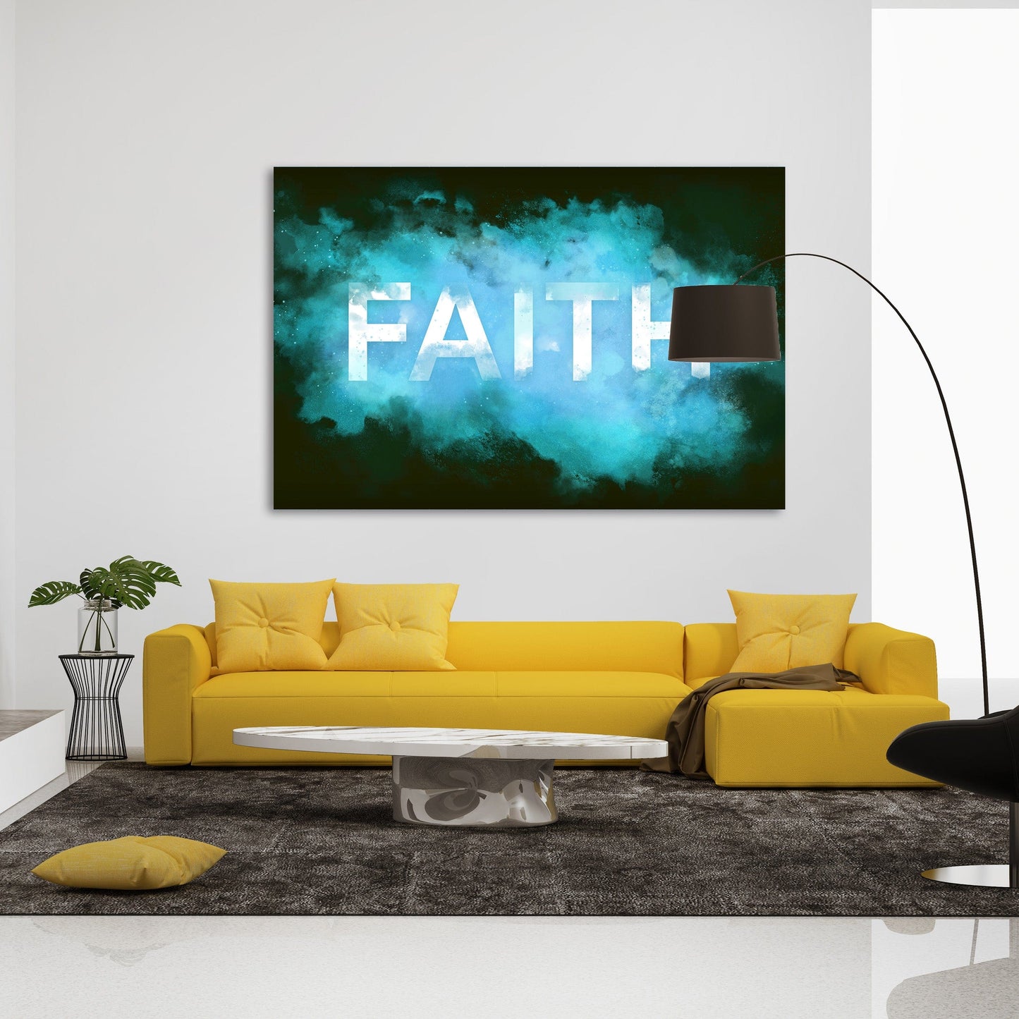 FAITH Smoke Wall Art | Inspirational Wall Art Motivational Wall Art Quotes Office Art | ImpaktMaker Exclusive Canvas Art Landscape