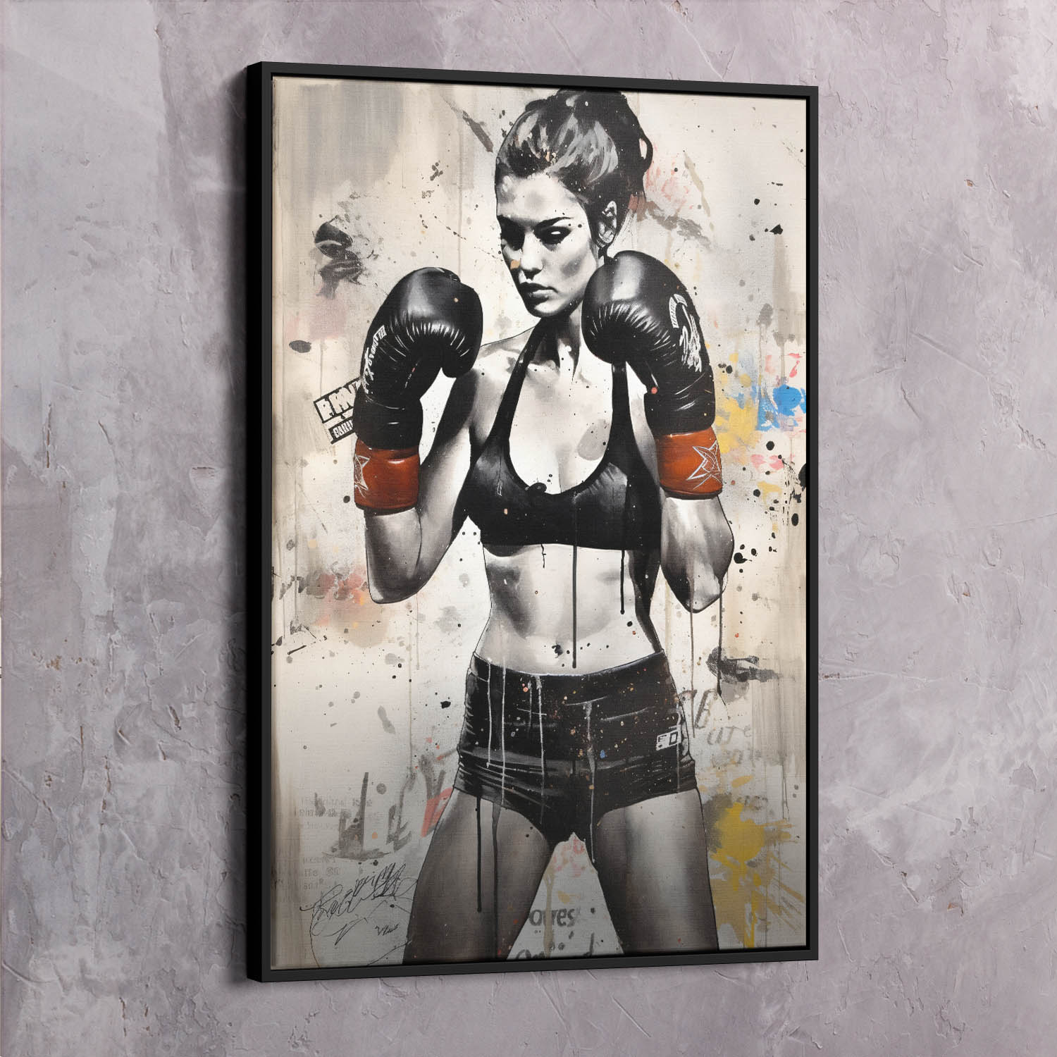 Female Boxer - Falling Is Okay Quote Wall Art | Inspirational Wall Art Motivational Wall Art Quotes Office Art | ImpaktMaker Exclusive Canvas Art Portrait