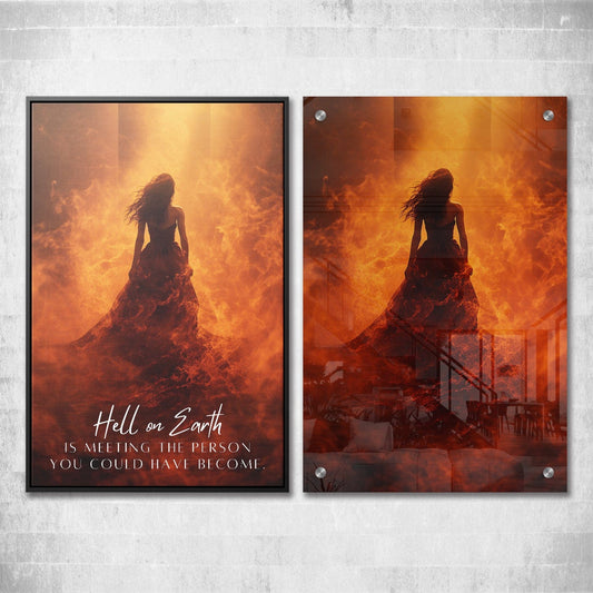 Flames of Regret - Person Could Have Become Quote Wall Art | Inspirational Wall Art Motivational Wall Art Quotes Office Art | ImpaktMaker Exclusive Canvas Art Portrait