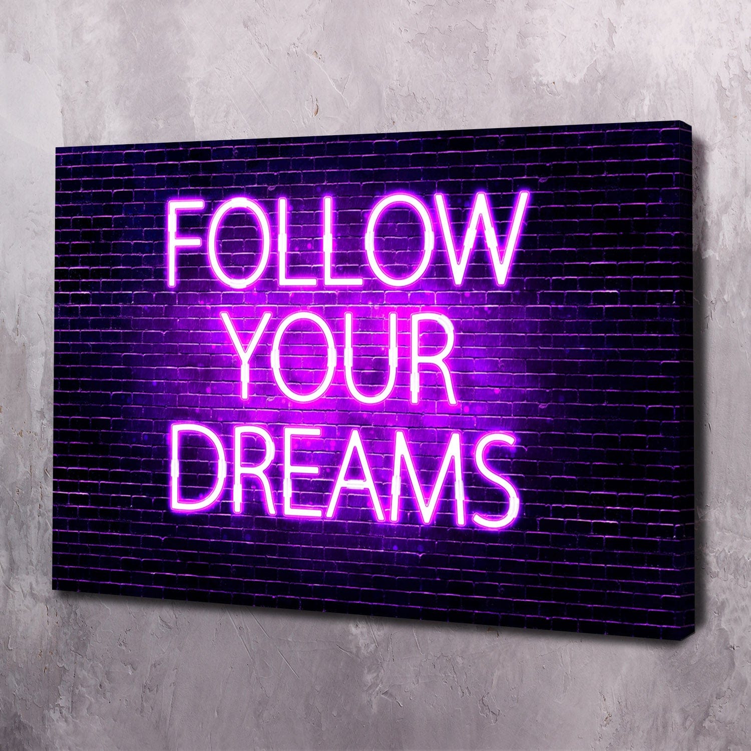 Follow Your Dreams Neon Wall Art Wall Art | Inspirational Wall Art Motivational Wall Art Quotes Office Art | ImpaktMaker Exclusive Canvas Art Landscape