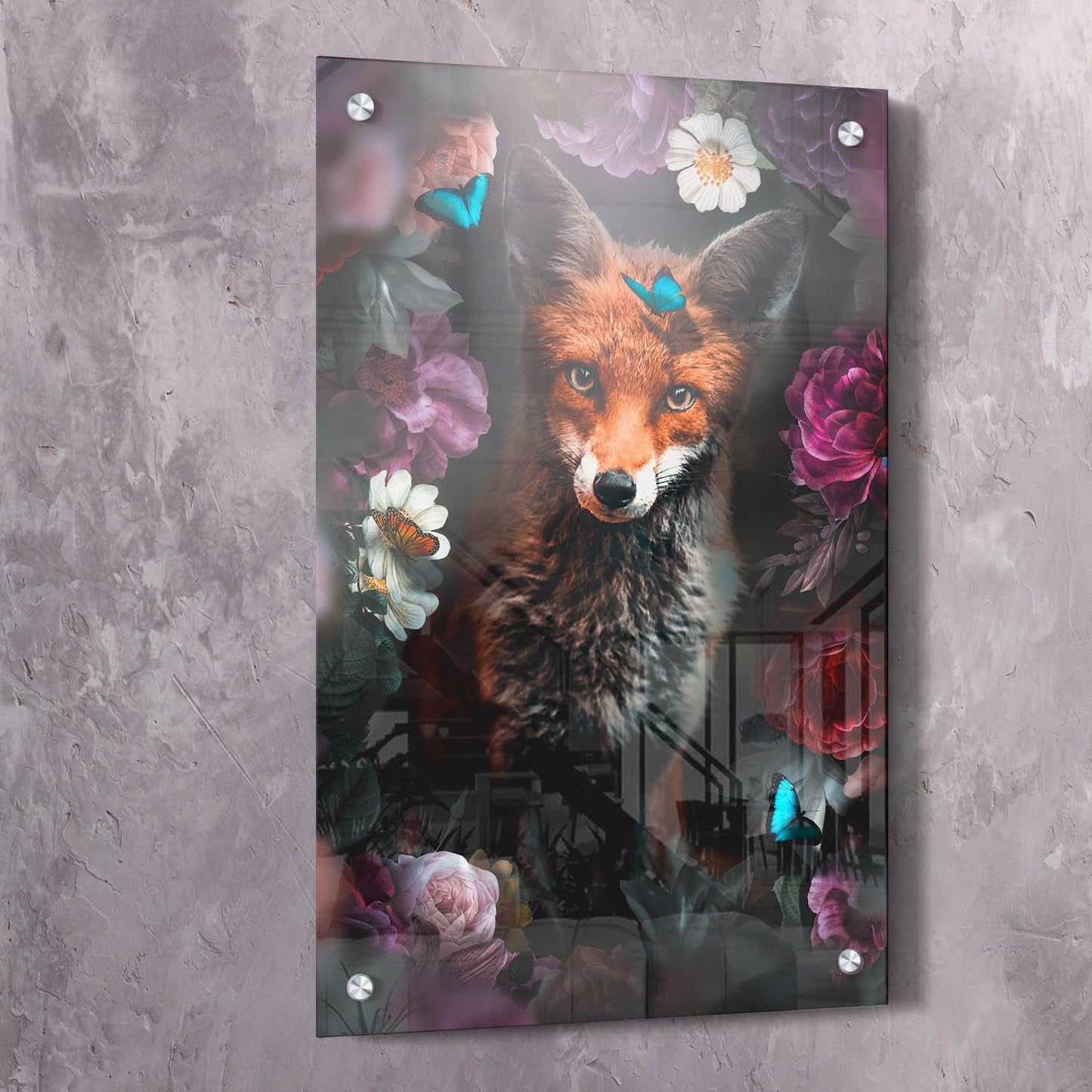 Fox in Flowers Wall Art | Inspirational Wall Art Motivational Wall Art Quotes Office Art | ImpaktMaker Exclusive Canvas Art Portrait