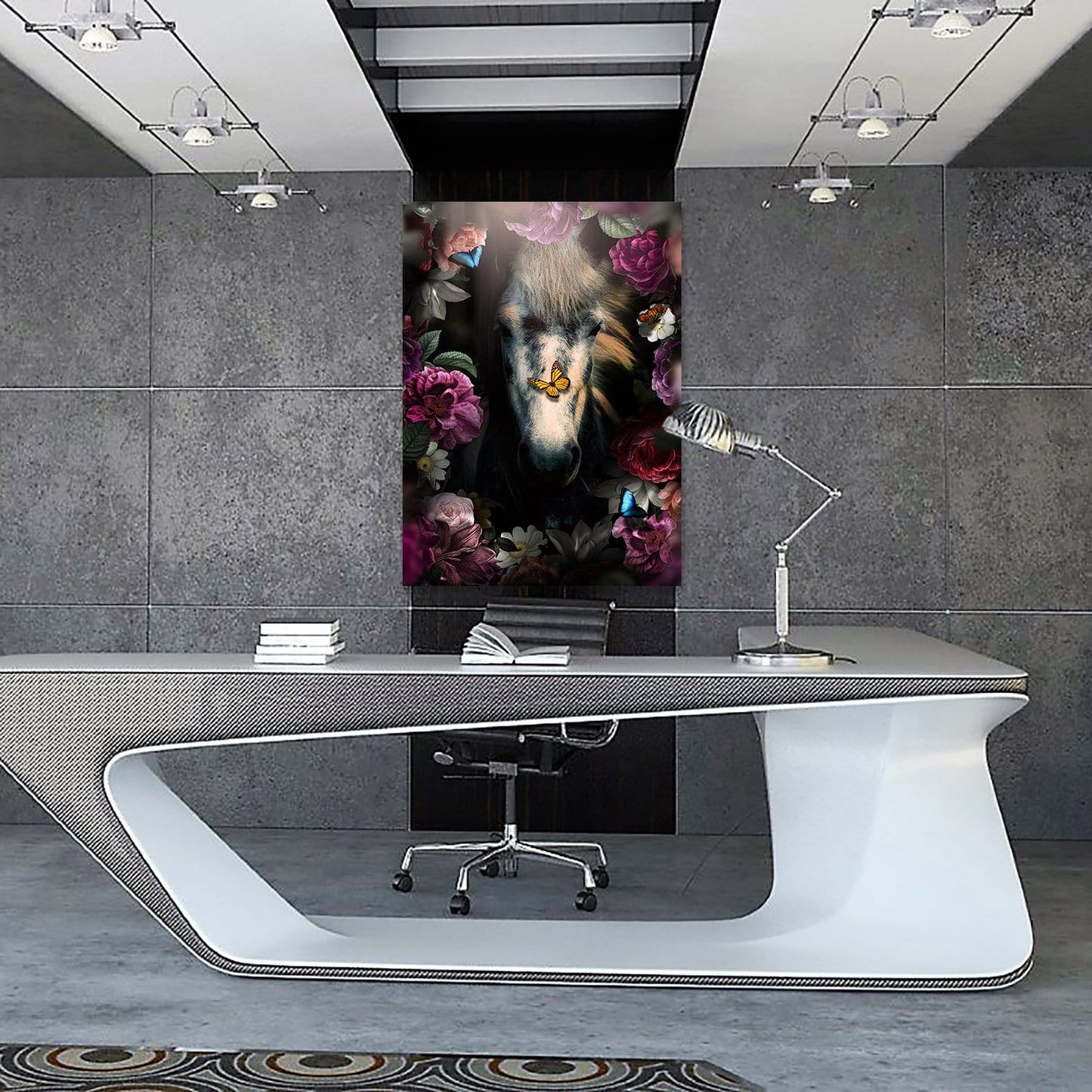Horse in Flowers Wall Art | Inspirational Wall Art Motivational Wall Art Quotes Office Art | ImpaktMaker Exclusive Canvas Art Portrait