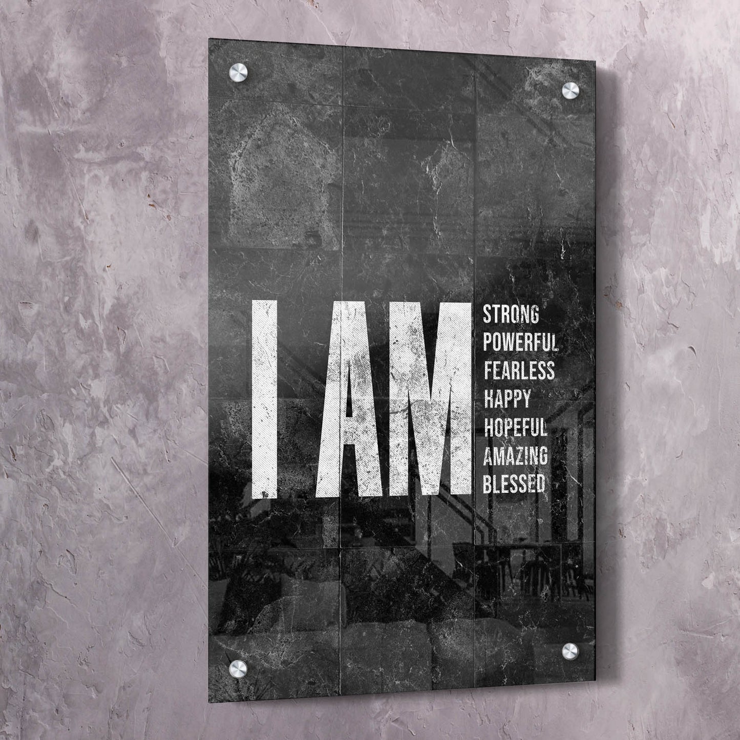 I AM Strong, Powerful, Fearless, Happy, Hopeful, Amazing, Blessed Wall Art | Inspirational Wall Art Motivational Wall Art Quotes Office Art | ImpaktMaker Exclusive Canvas Art Portrait