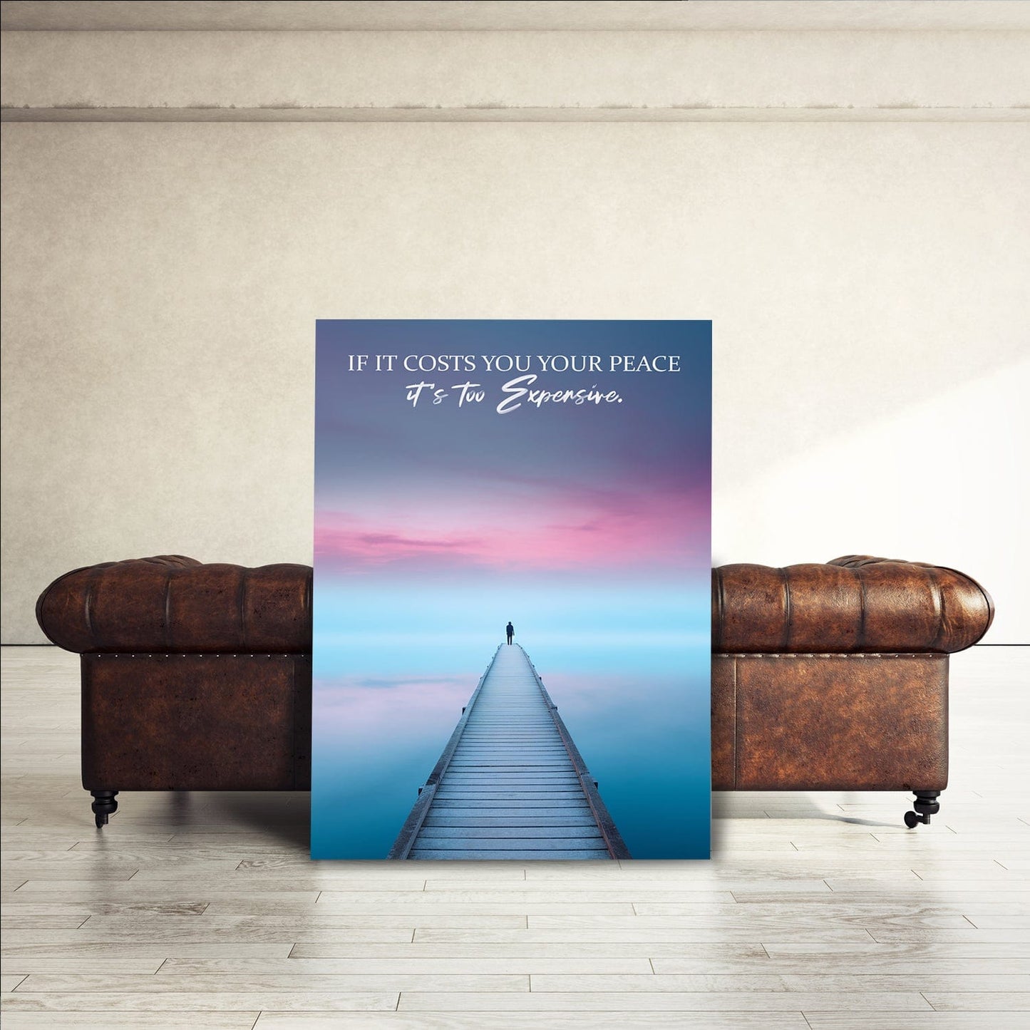 If it costs you your peace it's too expensive Wall Art | Inspirational Wall Art Motivational Wall Art Quotes Office Art | ImpaktMaker Exclusive Canvas Art Portrait