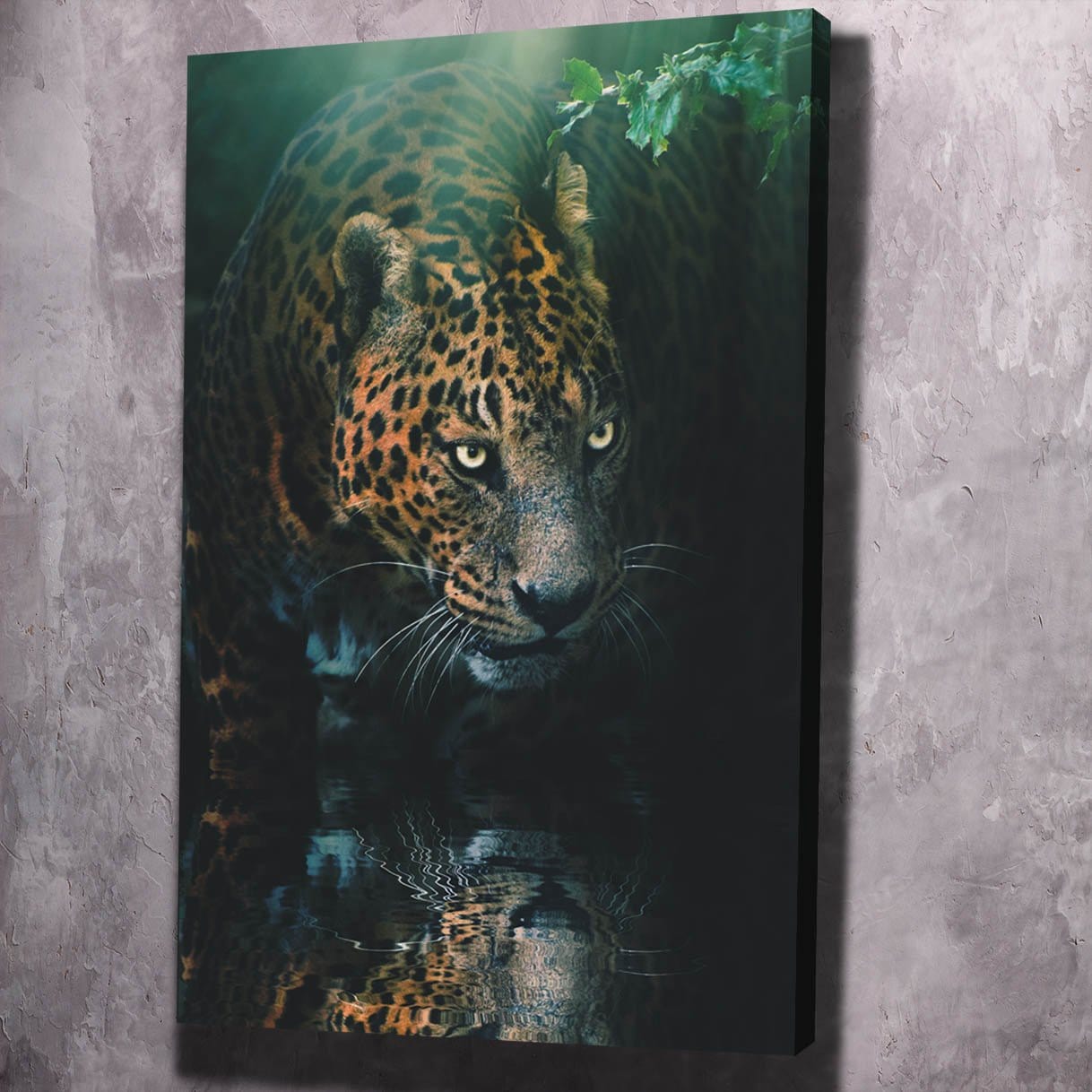 Jaguar Water Reflection Wall Art | Inspirational Wall Art Motivational Wall Art Quotes Office Art | ImpaktMaker Exclusive Canvas Art Portrait