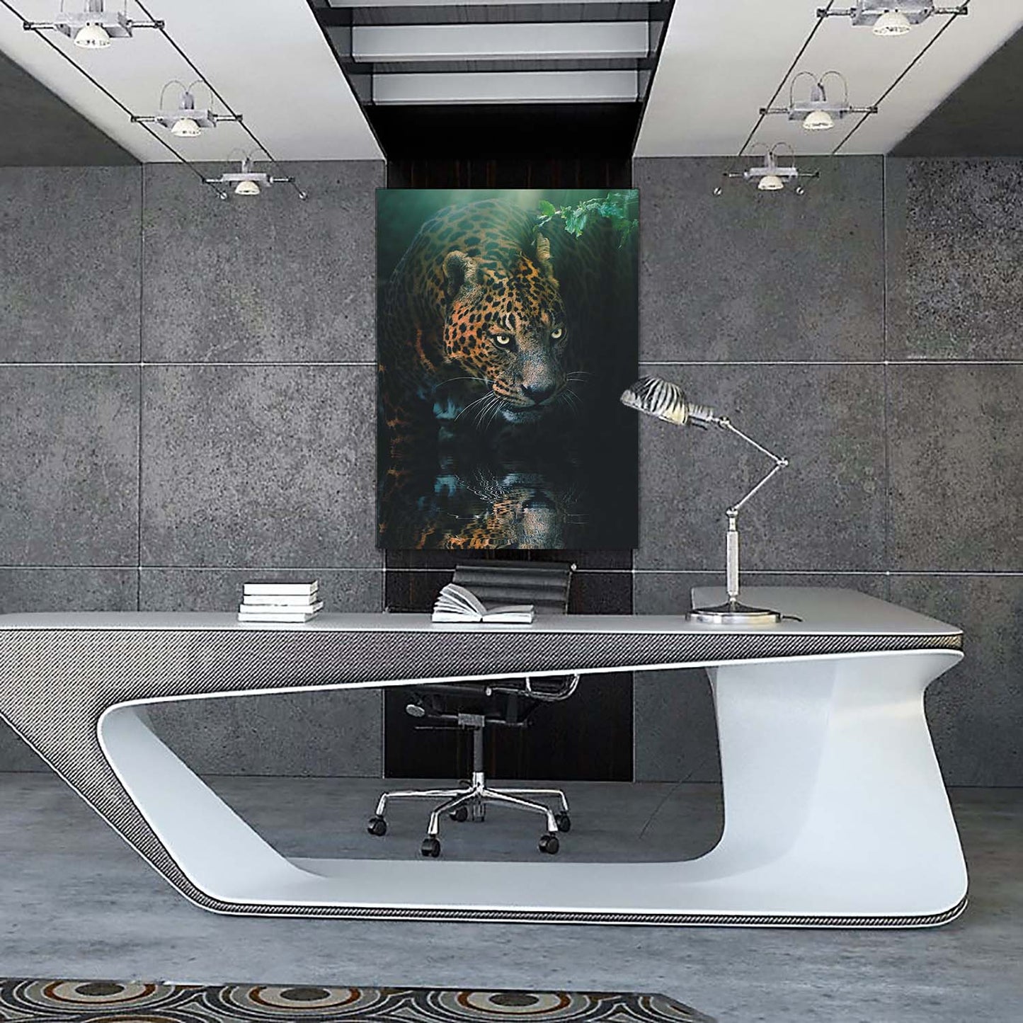 Jaguar Water Reflection Wall Art | Inspirational Wall Art Motivational Wall Art Quotes Office Art | ImpaktMaker Exclusive Canvas Art Portrait