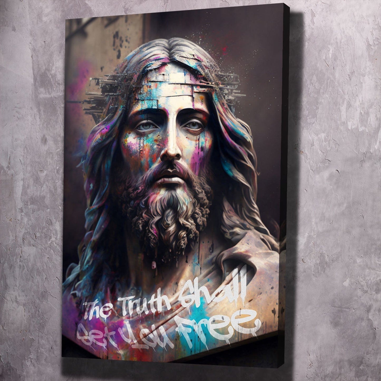 Jesus - The Truth Shall Wall Art | Inspirational Wall Art Motivational Wall Art Quotes Office Art | ImpaktMaker Exclusive Canvas Art Portrait