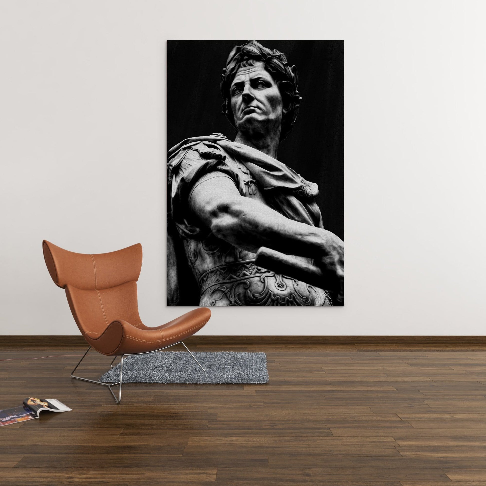 Julius Caesar Sculpture Black & White Wall Art | Inspirational Wall Art Motivational Wall Art Quotes Office Art | ImpaktMaker Exclusive Canvas Art Portrait