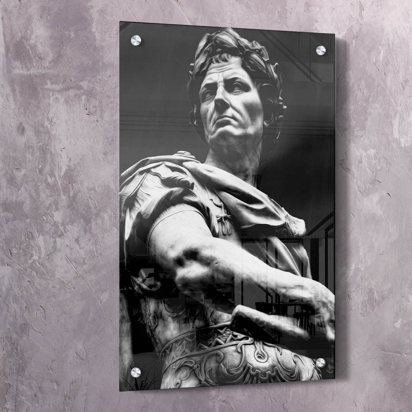 Julius Caesar Sculpture Black & White Wall Art | Inspirational Wall Art Motivational Wall Art Quotes Office Art | ImpaktMaker Exclusive Canvas Art Portrait
