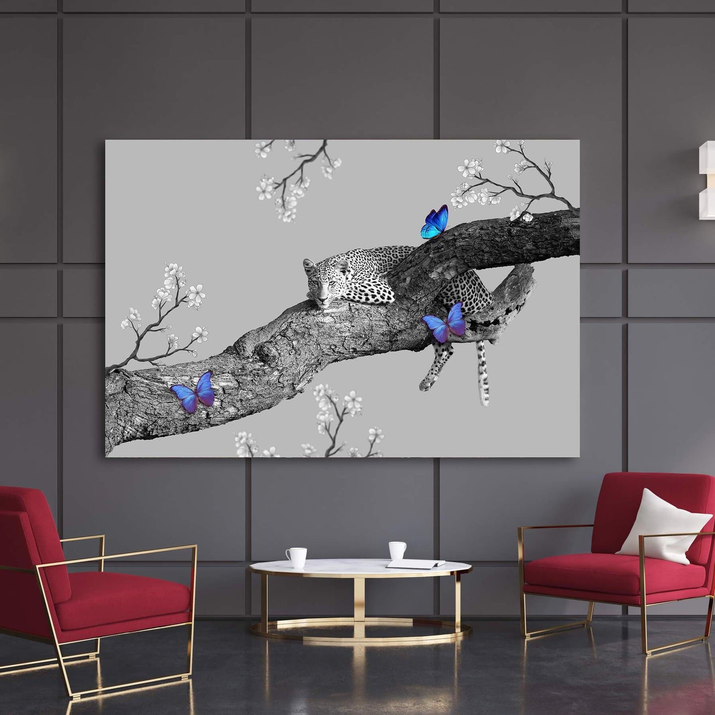Leopard on Tree Wall Art | Inspirational Wall Art Motivational Wall Art Quotes Office Art | ImpaktMaker Exclusive Canvas Art Landscape