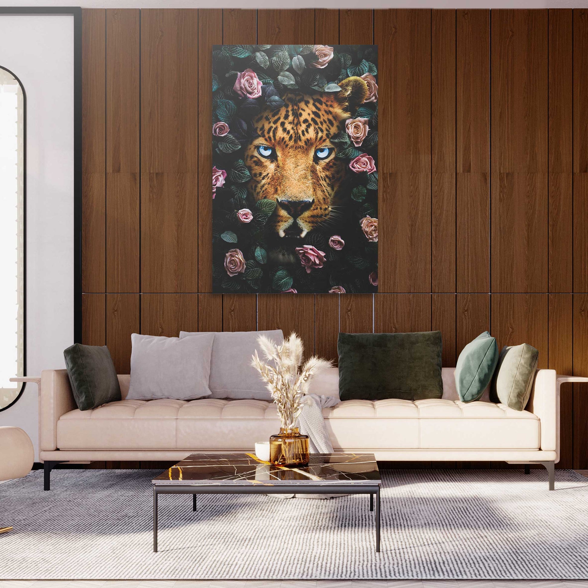 Leopard Roses Wall Art | Inspirational Wall Art Motivational Wall Art Quotes Office Art | ImpaktMaker Exclusive Canvas Art Portrait