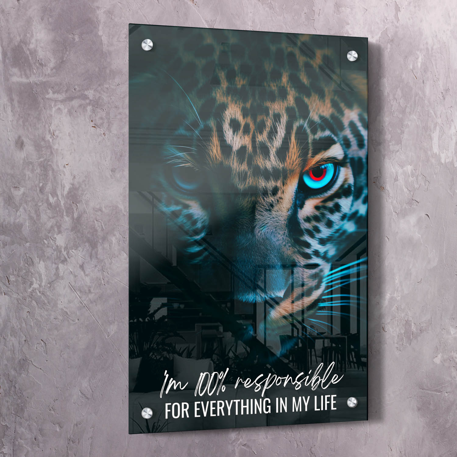 Leopard - You are 100% responsible Quote Wall Art | Inspirational Wall Art Motivational Wall Art Quotes Office Art | ImpaktMaker Exclusive Canvas Art Portrait