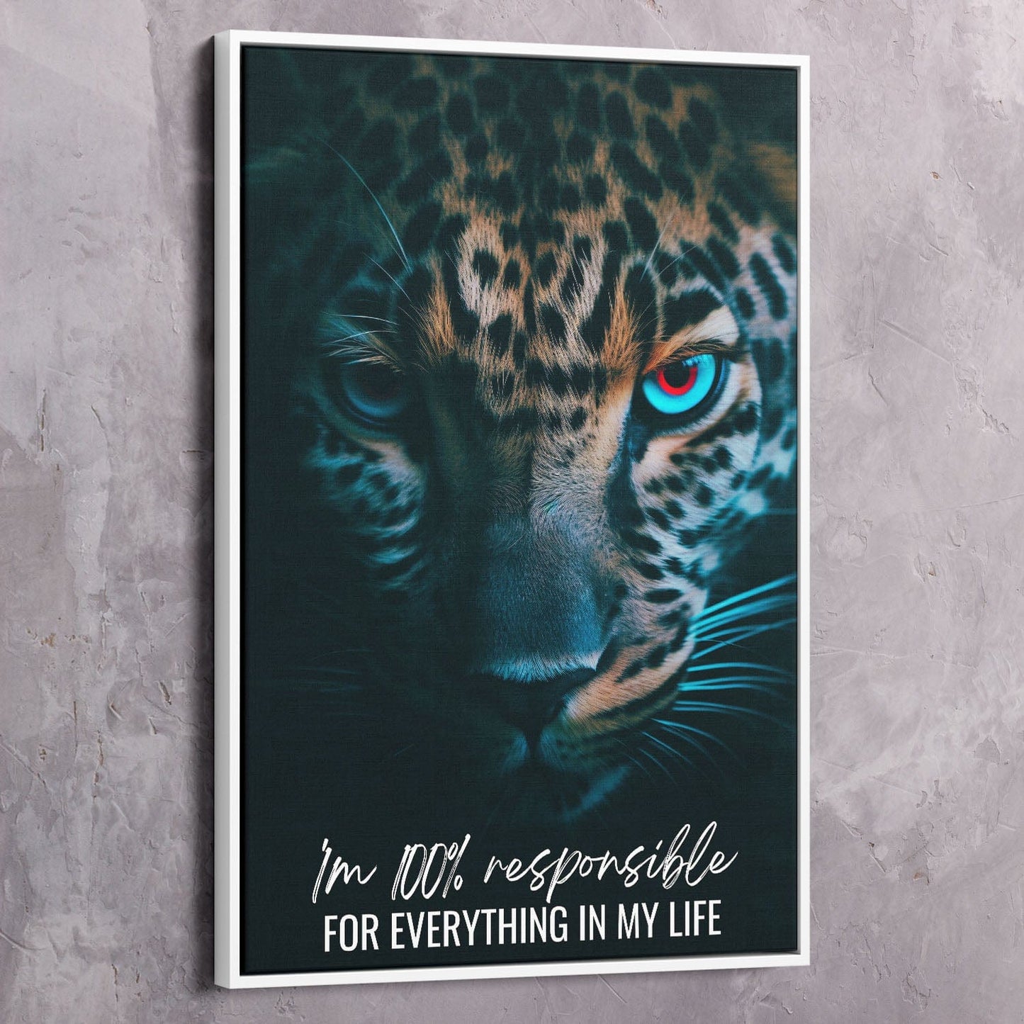 Leopard - You are 100% responsible Quote Wall Art | Inspirational Wall Art Motivational Wall Art Quotes Office Art | ImpaktMaker Exclusive Canvas Art Portrait
