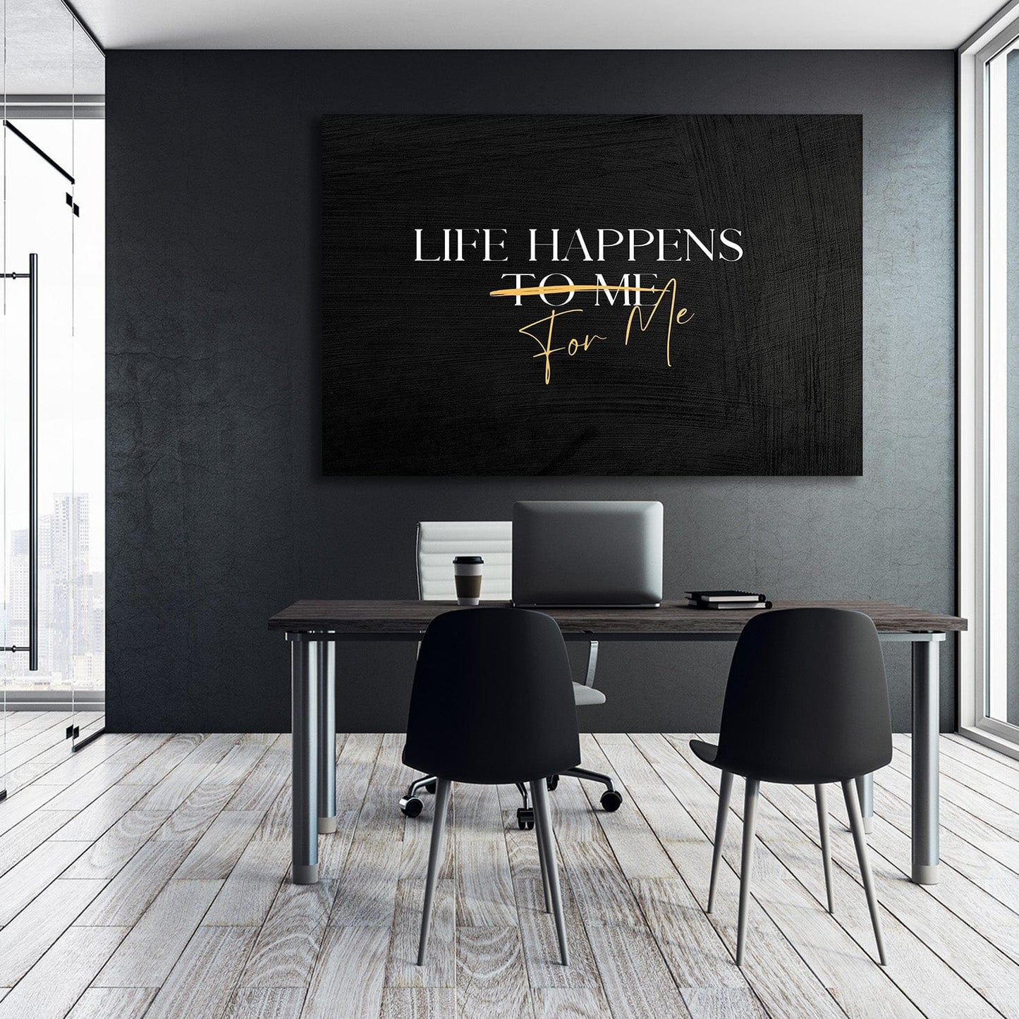 Life Happens FOR Me Quote Wall Art | Inspirational Wall Art Motivational Wall Art Quotes Office Art | ImpaktMaker Exclusive Canvas Art Landscape