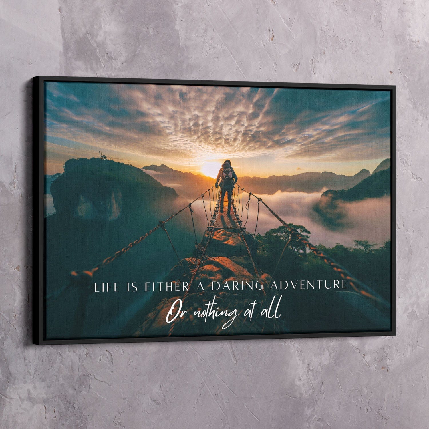 Life is either a daring adventure or nothing at all - Helen Keller Quote Wall Art | Inspirational Wall Art Motivational Wall Art Quotes Office Art | ImpaktMaker Exclusive Canvas Art Landscape
