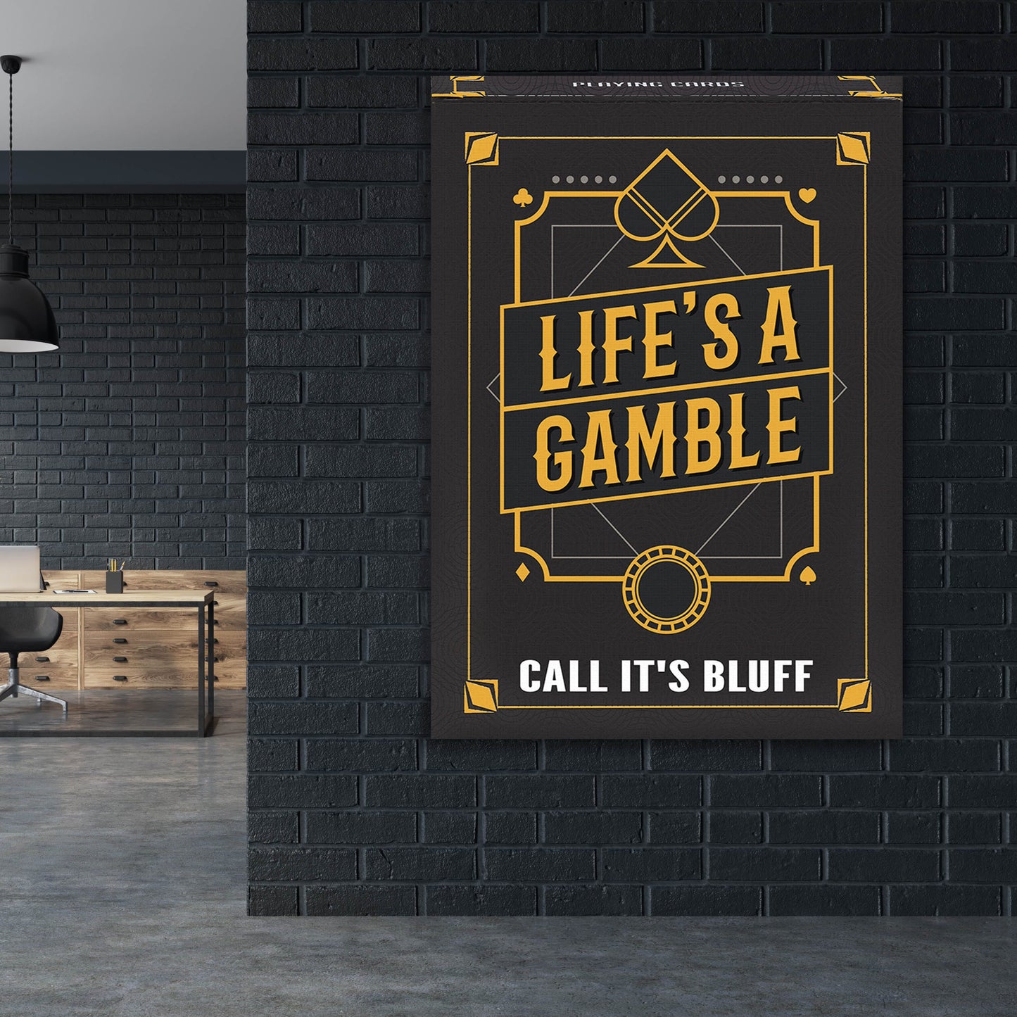 Life's A Gamble Playing Cards Wall Art | Inspirational Wall Art Motivational Wall Art Quotes Office Art | ImpaktMaker Exclusive Canvas Art Portrait