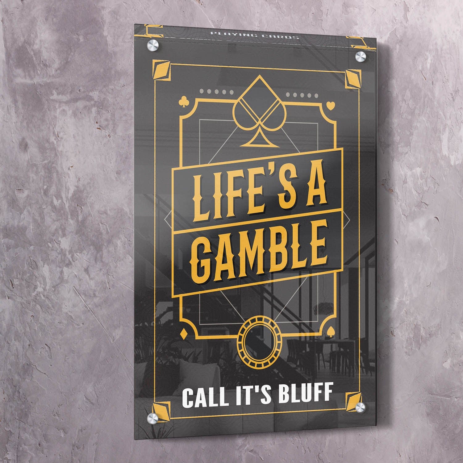 Life's A Gamble Playing Cards Wall Art | Inspirational Wall Art Motivational Wall Art Quotes Office Art | ImpaktMaker Exclusive Canvas Art Portrait