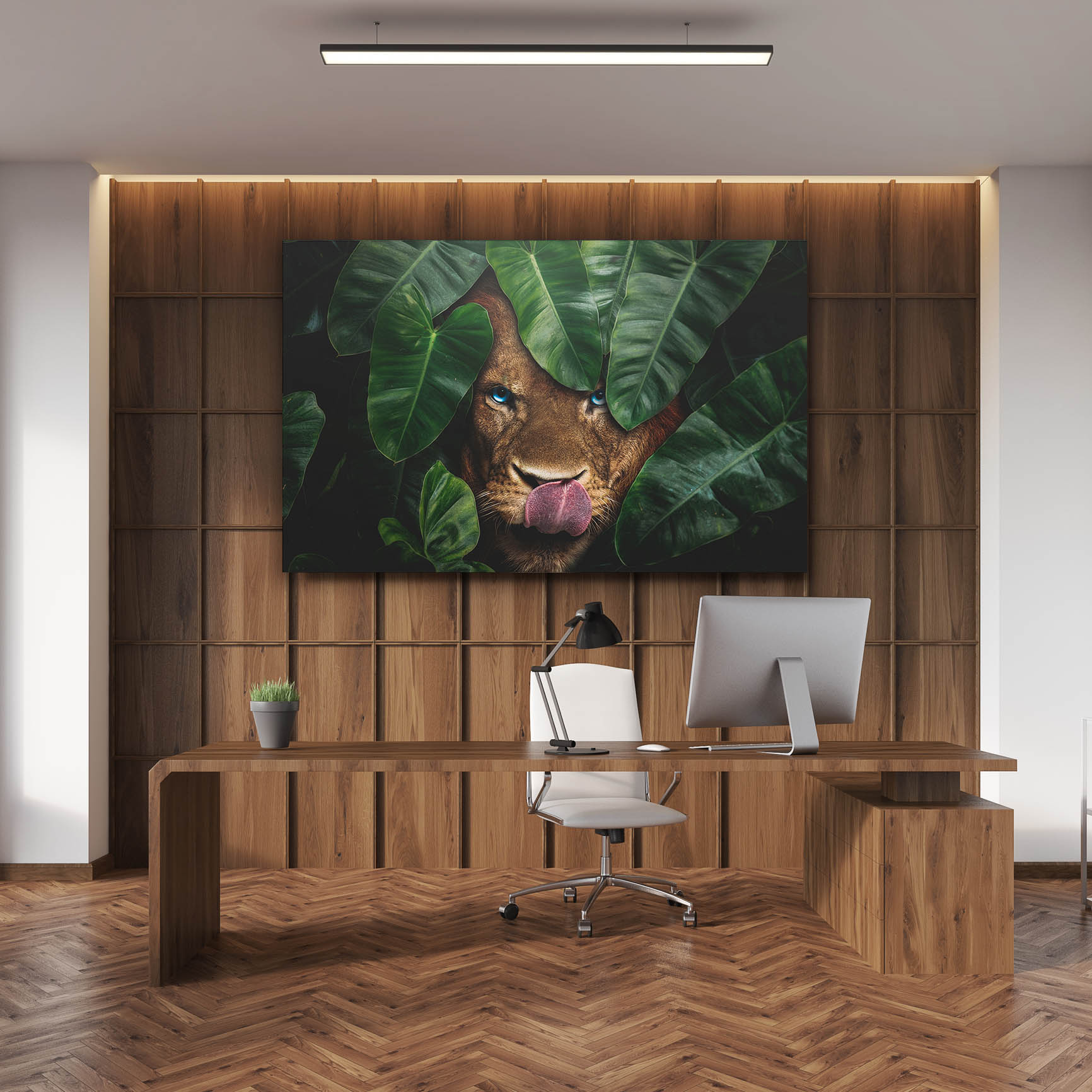Lion Tropical Leaves Wall Art | Inspirational Wall Art Motivational Wall Art Quotes Office Art | ImpaktMaker Exclusive Canvas Art Landscape