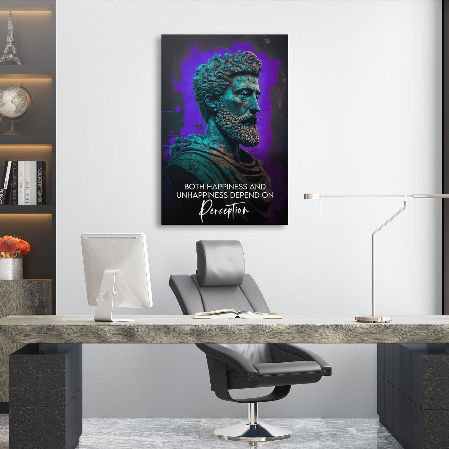 Marcus Aurelius - Perception Quote Wall Art | Inspirational Wall Art Motivational Wall Art Quotes Office Art | ImpaktMaker Exclusive Canvas Art Portrait
