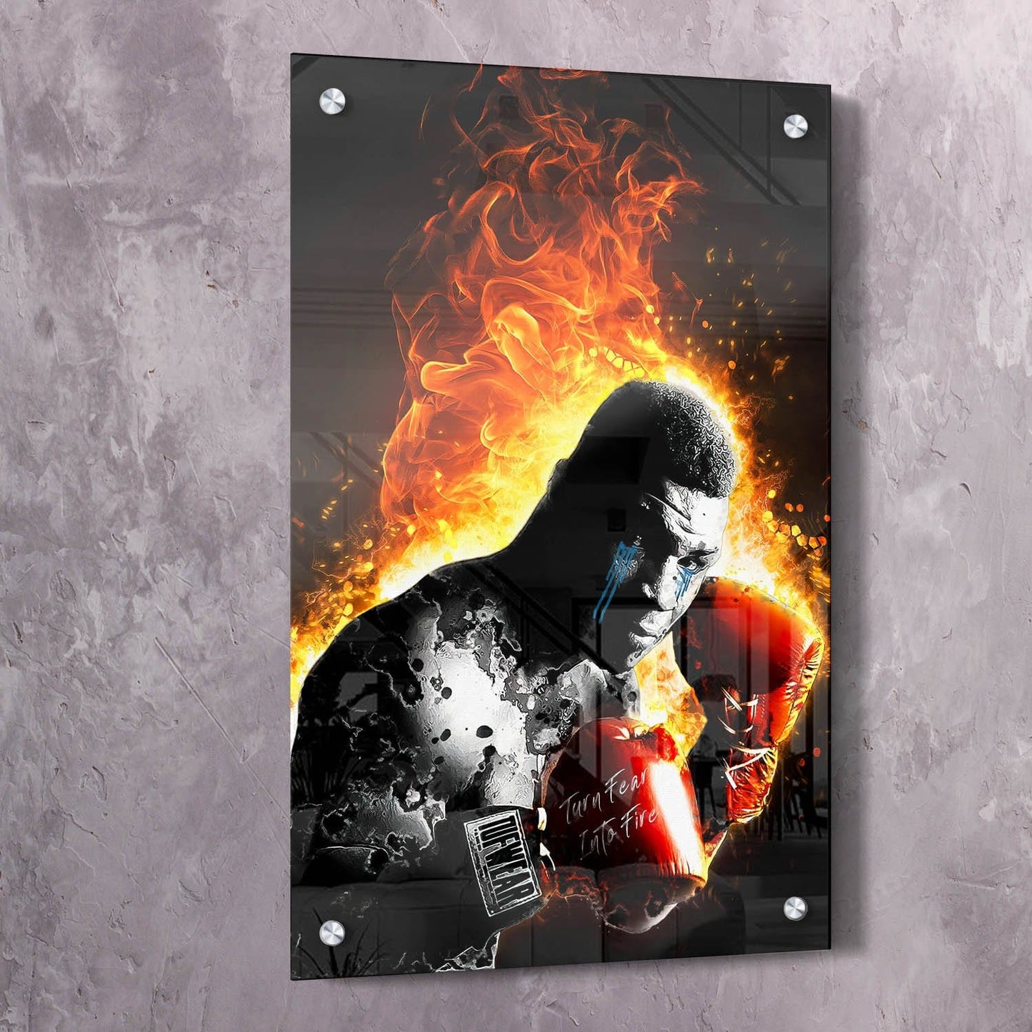 Mike Tyson Turn Fear Into Fire Wall Art | Inspirational Wall Art Motivational Wall Art Quotes Office Art | ImpaktMaker Exclusive Canvas Art Portrait