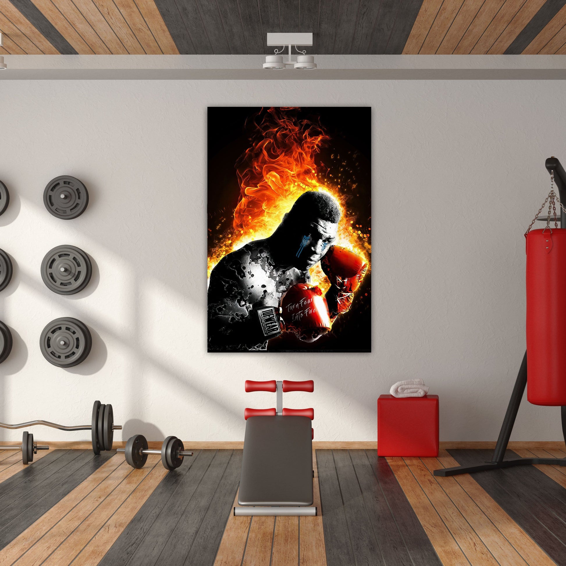 Mike Tyson Turn Fear Into Fire Wall Art | Inspirational Wall Art Motivational Wall Art Quotes Office Art | ImpaktMaker Exclusive Canvas Art Portrait