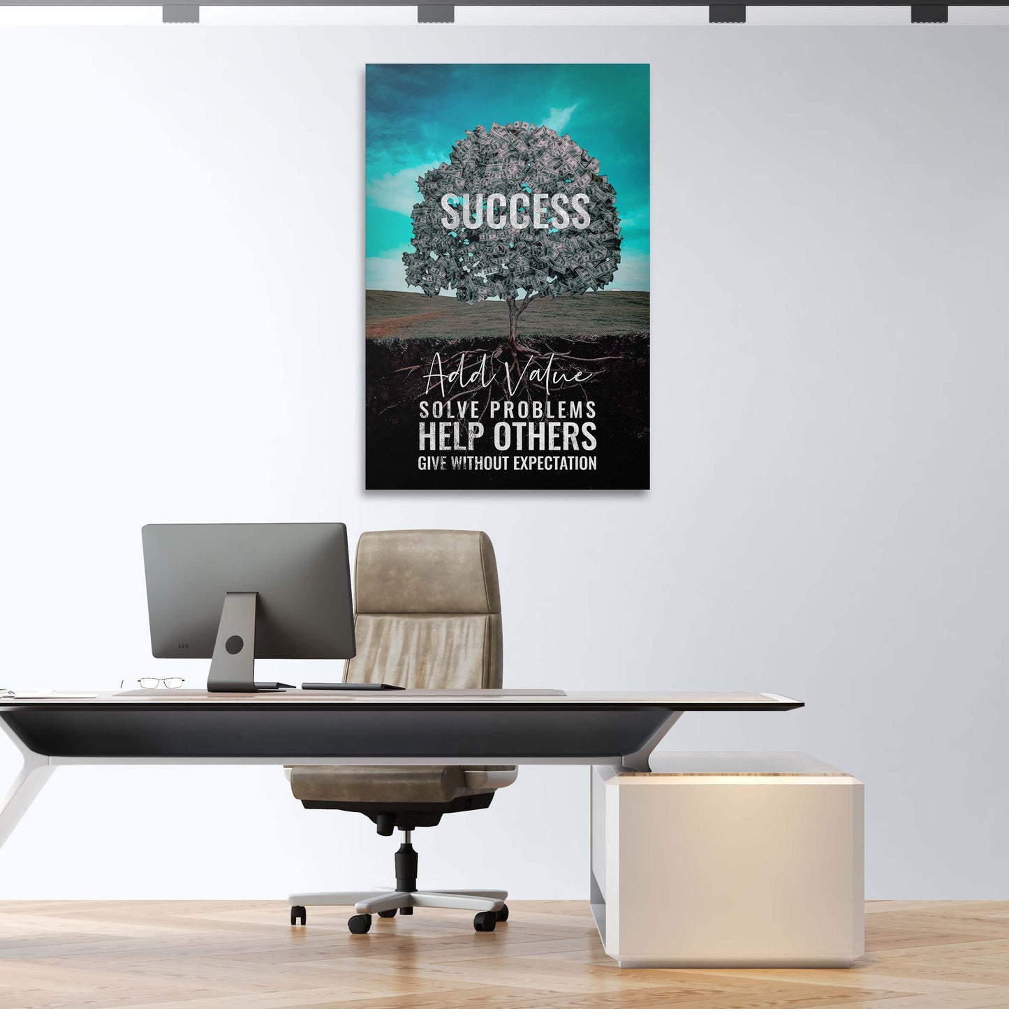 More Value More Success Tree Wall Art | Inspirational Wall Art Motivational Wall Art Quotes Office Art | ImpaktMaker Exclusive Canvas Art Portrait