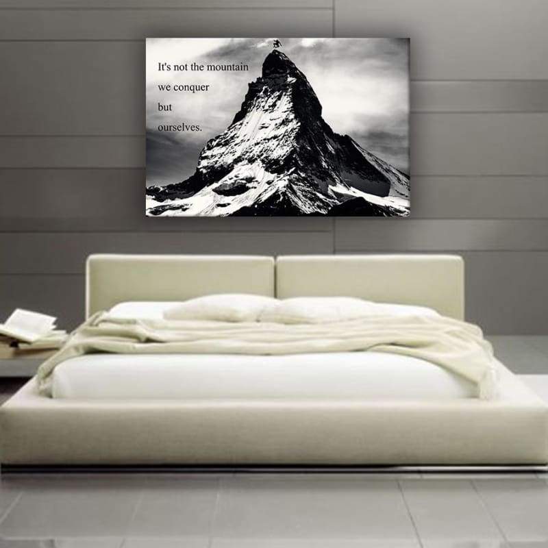 Mountain Conquer Wall Art | Inspirational Wall Art Motivational Wall Art Quotes Office Art | ImpaktMaker Exclusive Canvas Art Landscape