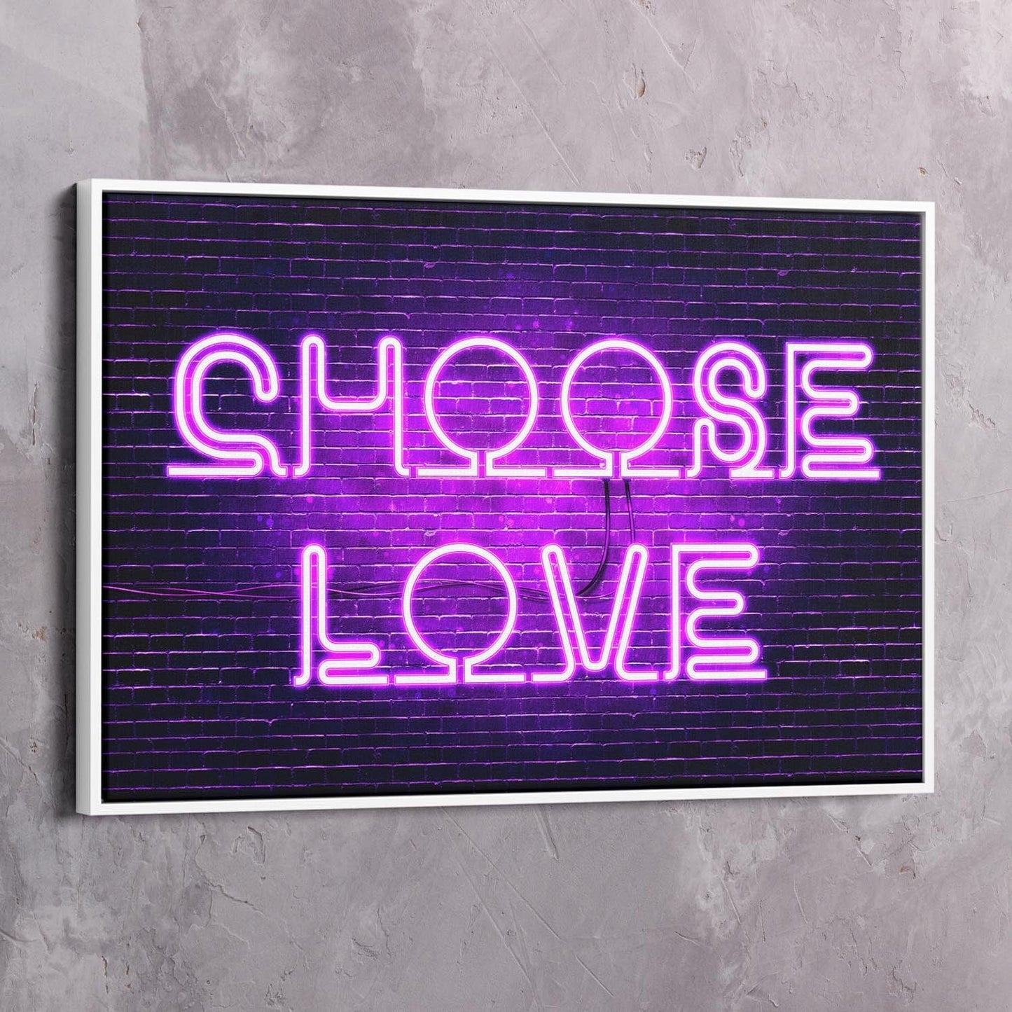 Neon Choose Love Wall Art | Inspirational Wall Art Motivational Wall Art Quotes Office Art | ImpaktMaker Exclusive Canvas Art Landscape