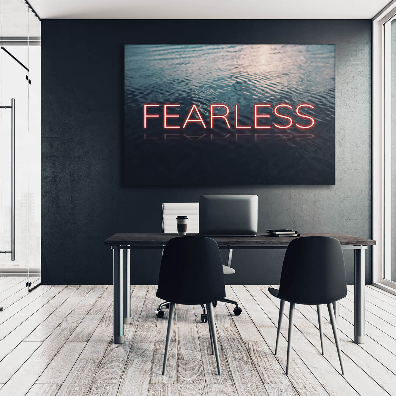 Neon Water - FEARLESS Wall Art | Inspirational Wall Art Motivational Wall Art Quotes Office Art | ImpaktMaker Exclusive Canvas Art Landscape